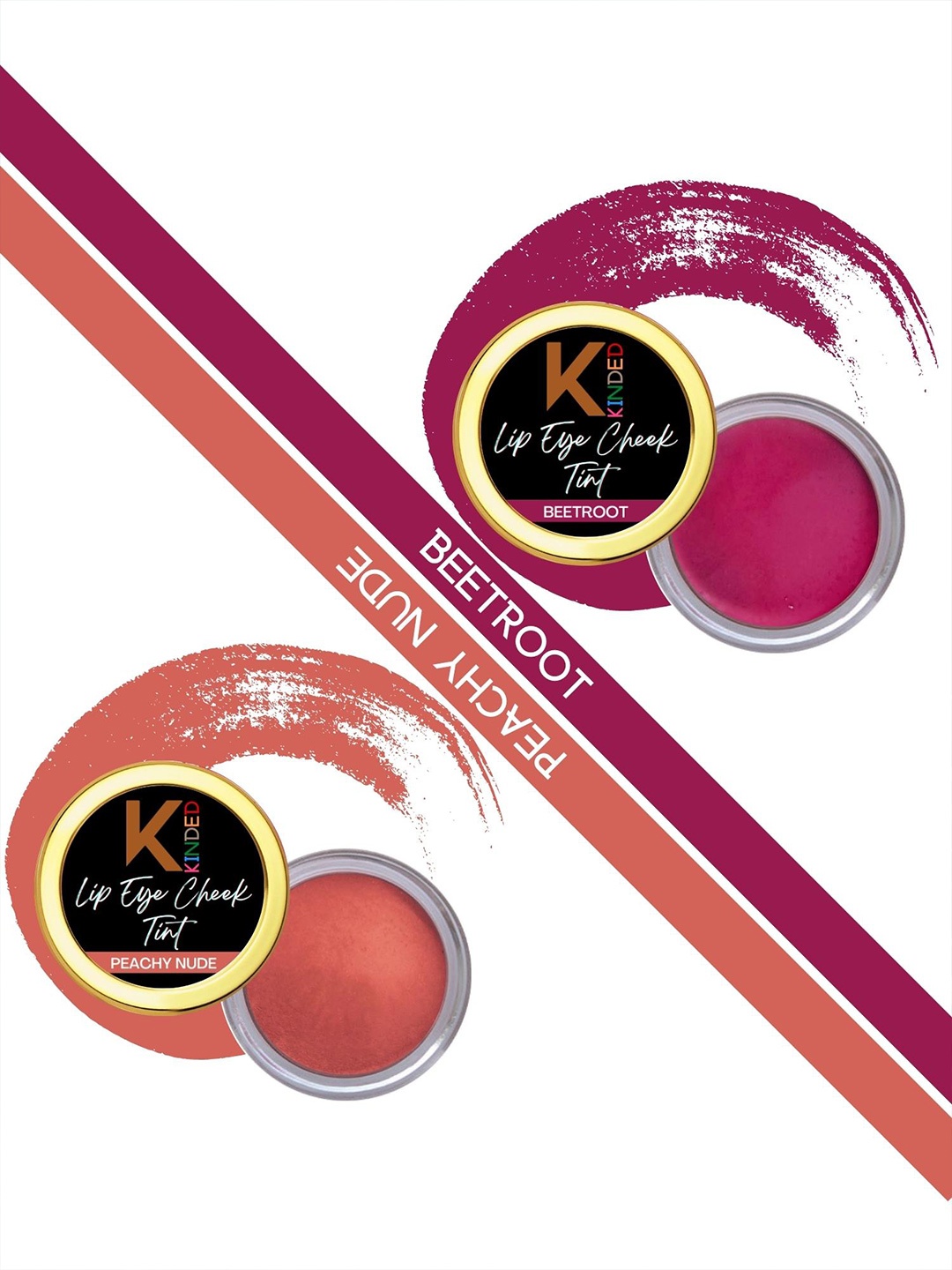 

KINDED Set of 2 Creamy Matte 3-in-1 Lip Eye Cheek Tint 8 g each - Shade 01 & 03, Peach