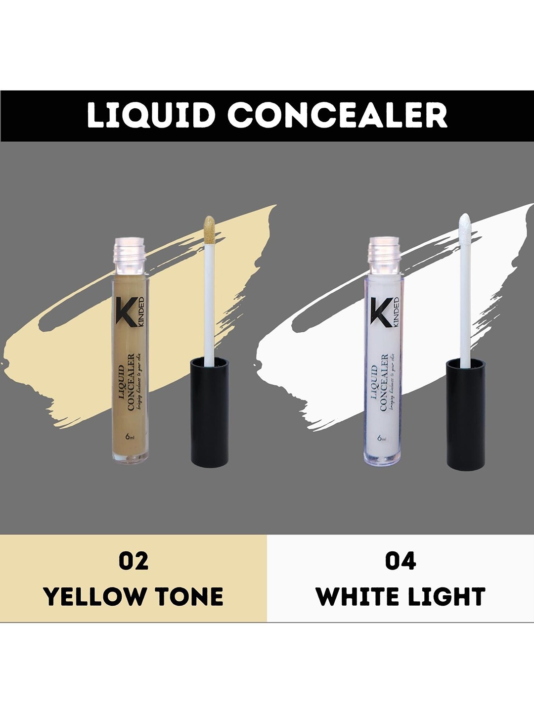 

KINDED Set Of 2 Full Coverage Liquid Concealers- 6 ml Each, Yellow