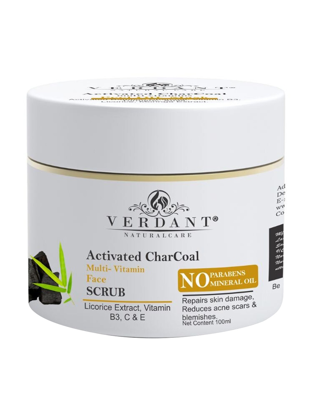 

Verdant Natural Care Activated Charcoal Multi-Vitamin Face Scrub with Licorice - 100 ml, White