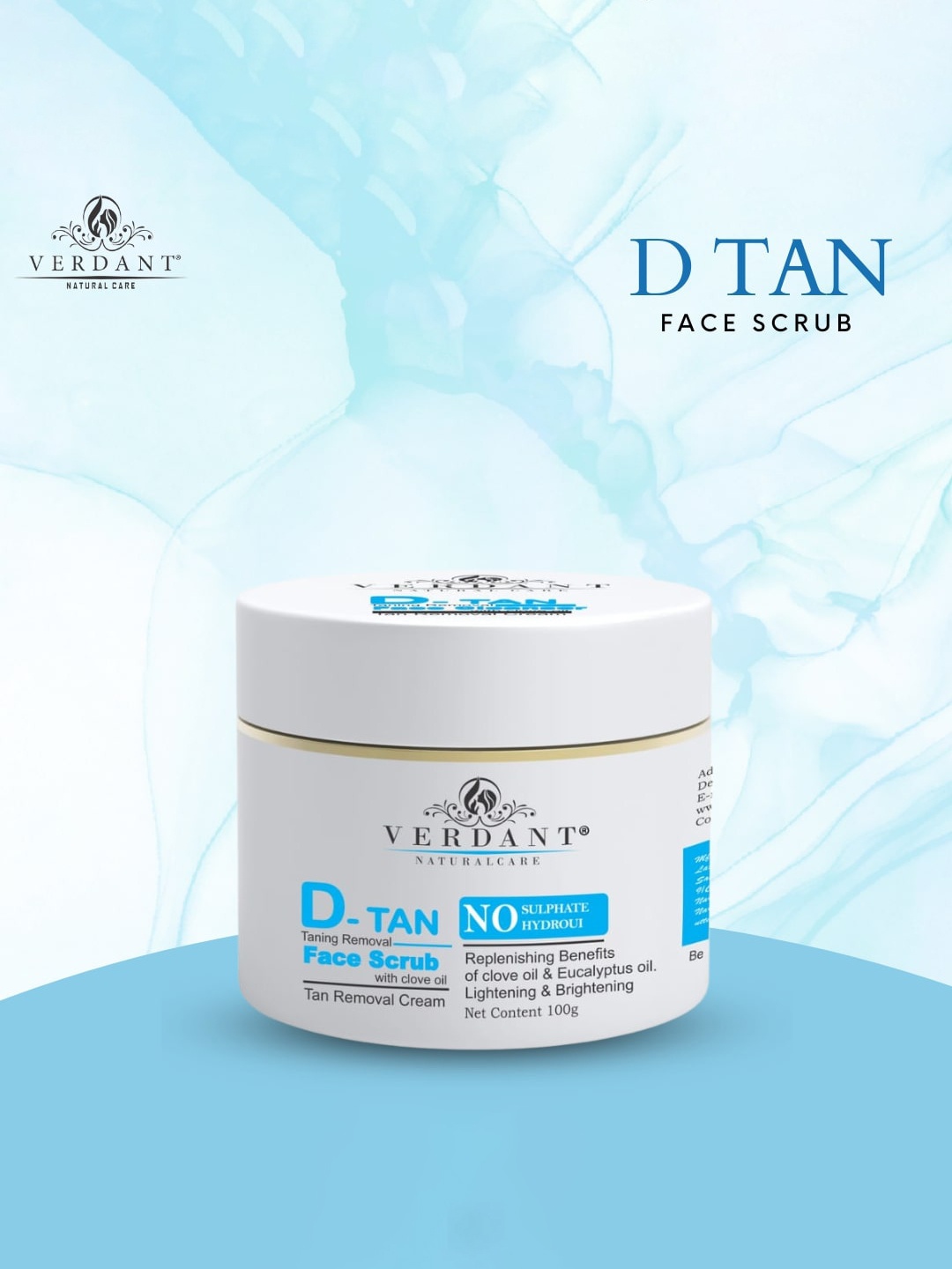 

Verdant Natural Care D-Tan Tanning Removal Face Scrub 100 gm, White