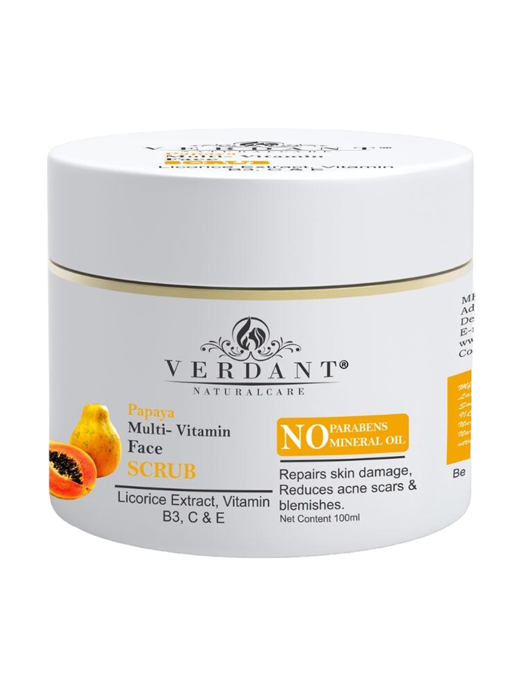 

Verdant Natural Care Papaya Multi-Vitamin Face Scrub with Licorice Extract - 100ml, White