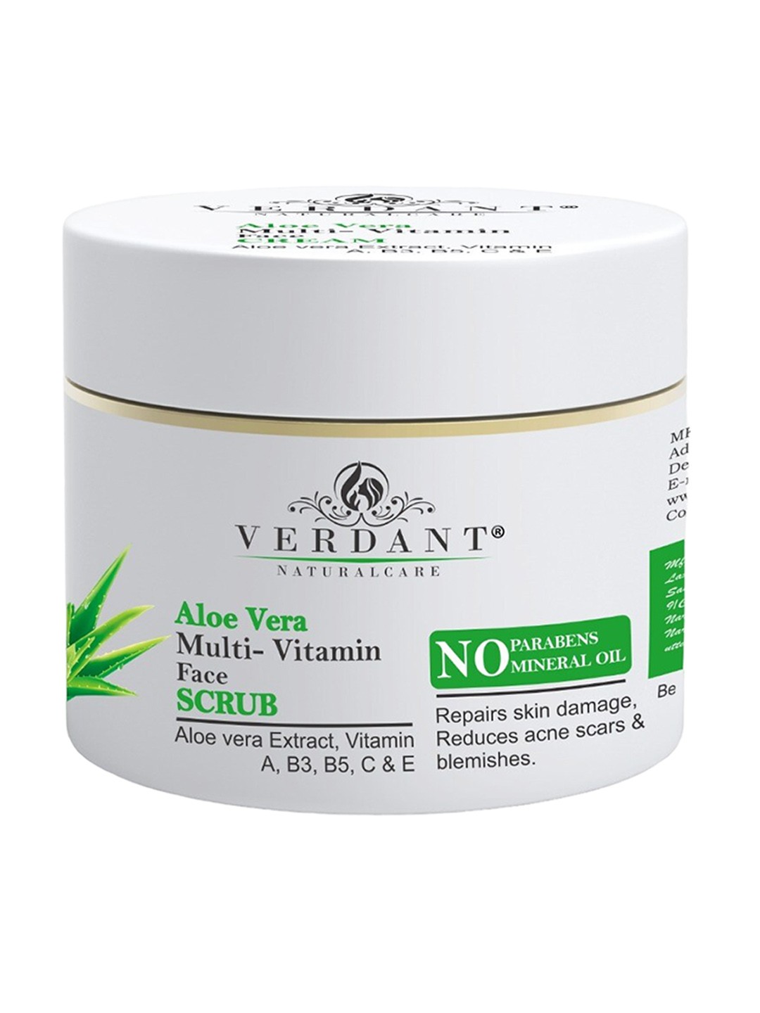 

Verdant Natural Care Aloe Vera Multi-Vitamin Face Scrub with Vitamin A - 100 ml, White