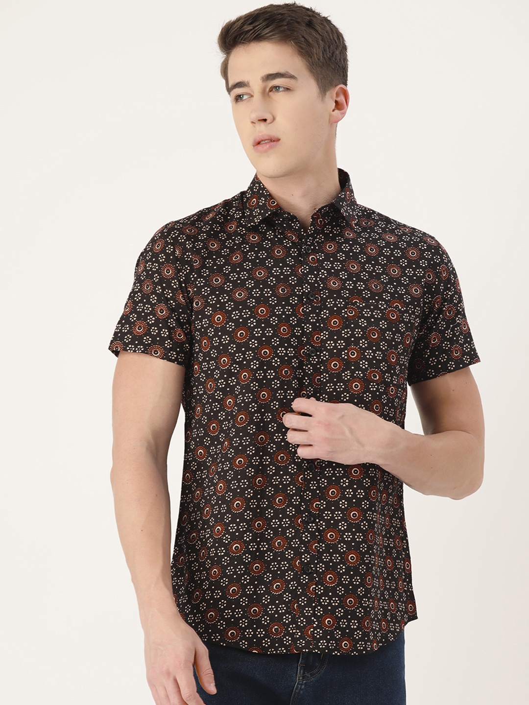 

SANSKRUTIHOMES Men Original Printed Casual Shirt, Black
