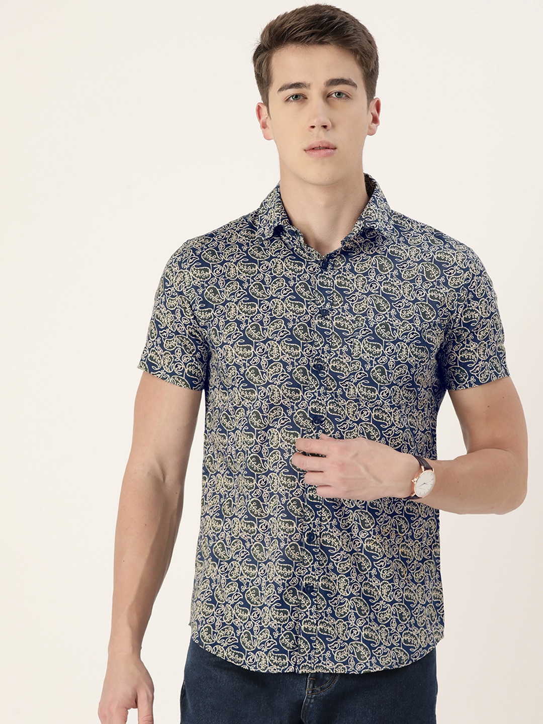 

SANSKRUTIHOMES Men Original Printed Casual Shirt, Blue