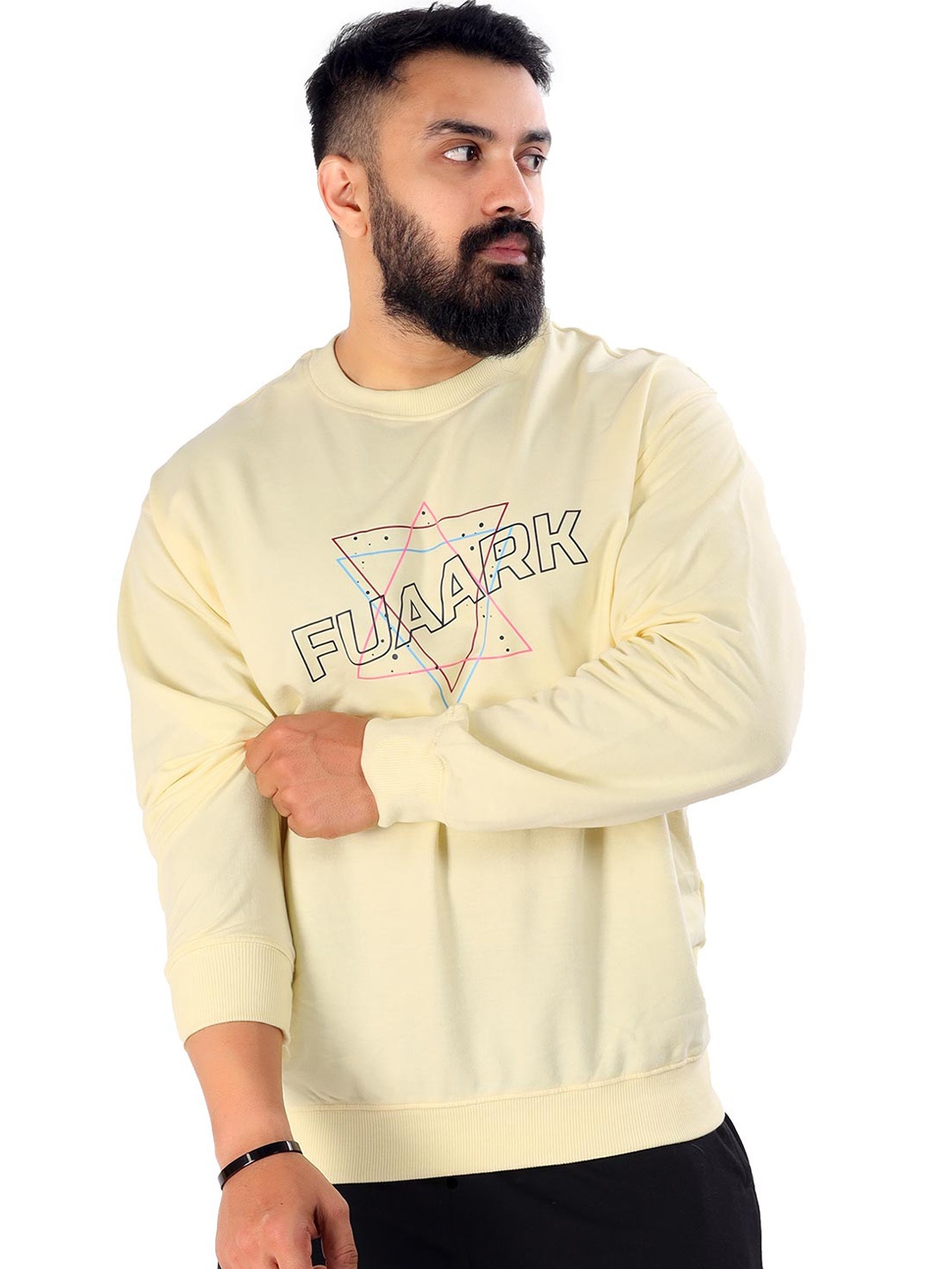 

FUAARK Typography Printed Anti-Odour Pullover Sweatshirt, Yellow