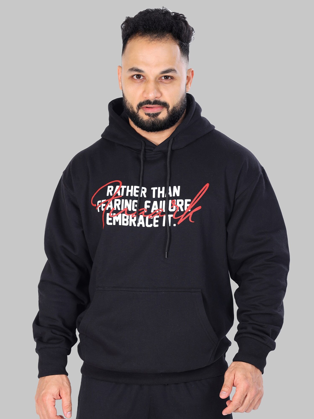 

FUAARK Typography Printed Anti-Odour Hooded Sweatshirt, Black