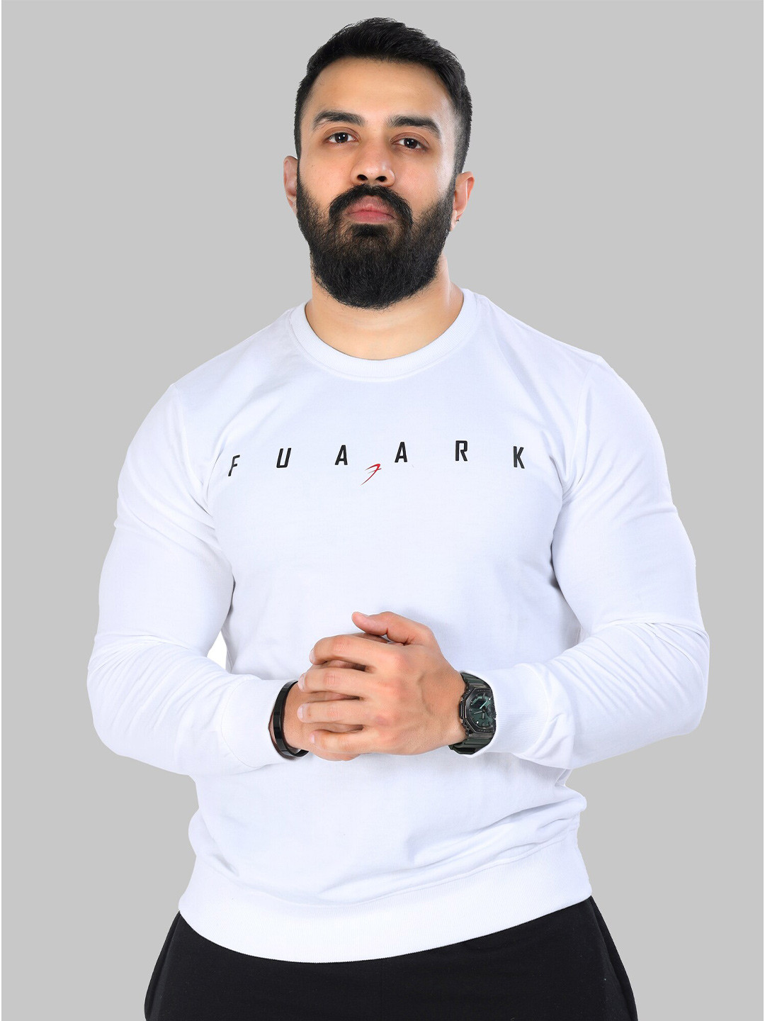

FUAARK Typography Printed Anti-Odour Pullover Sweatshirt, White
