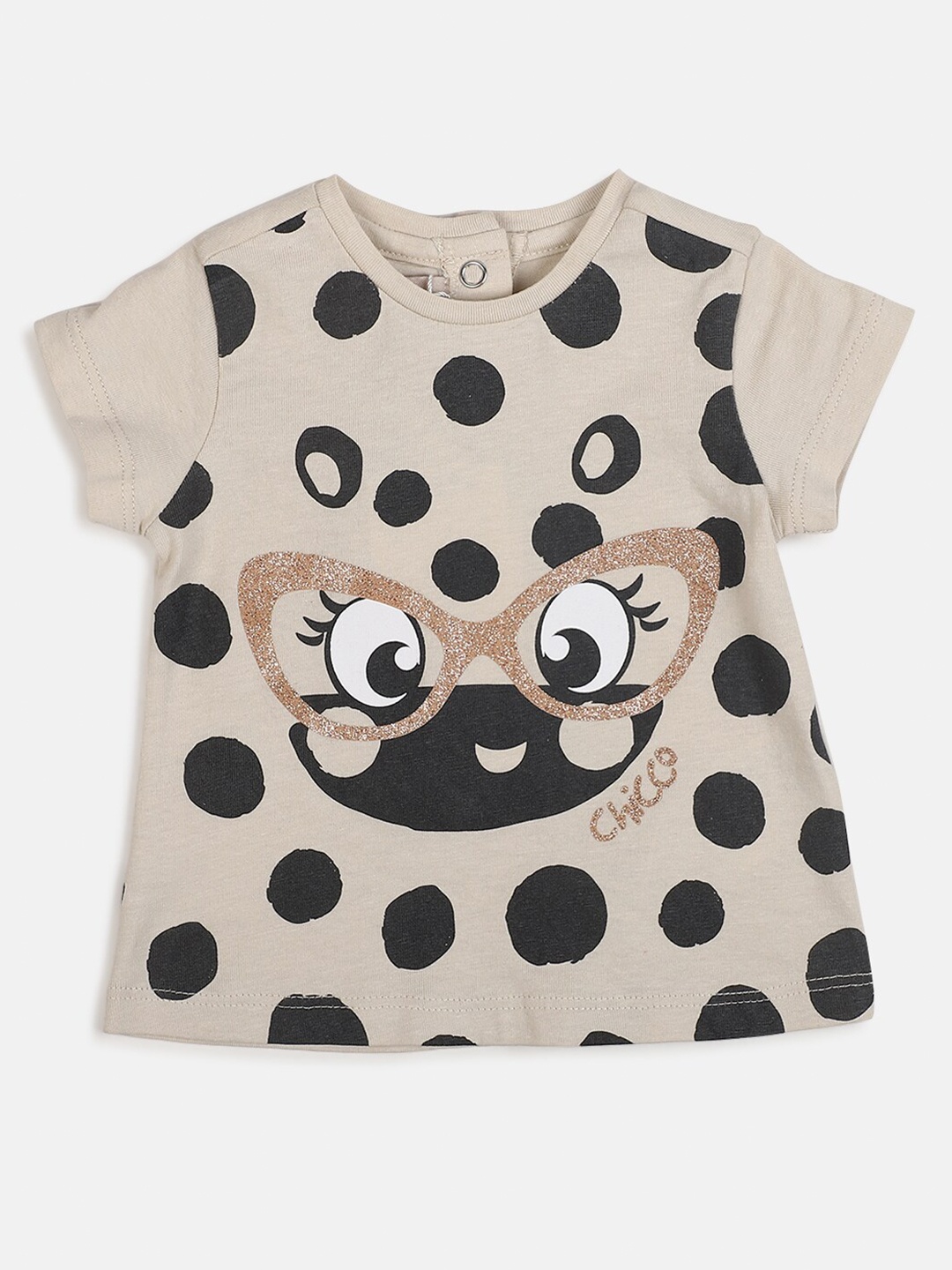 

Chicco Girls Printed Cotton T-shirt, Beige