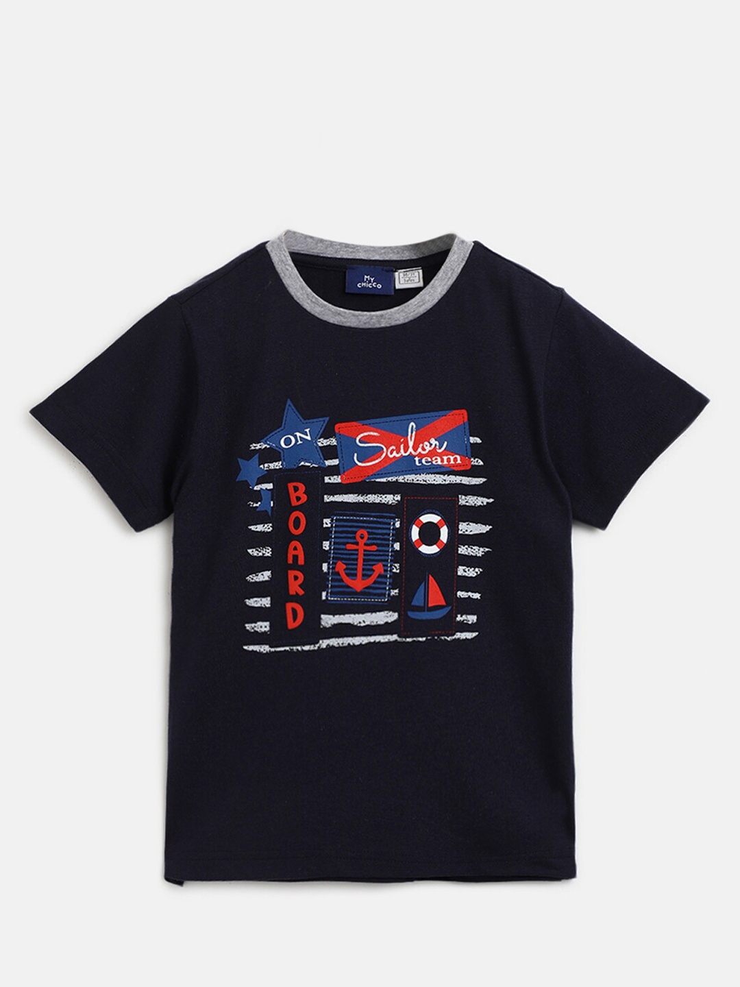 

Chicco Boys Typography Printed Pure Cotton T-shirt, Navy blue