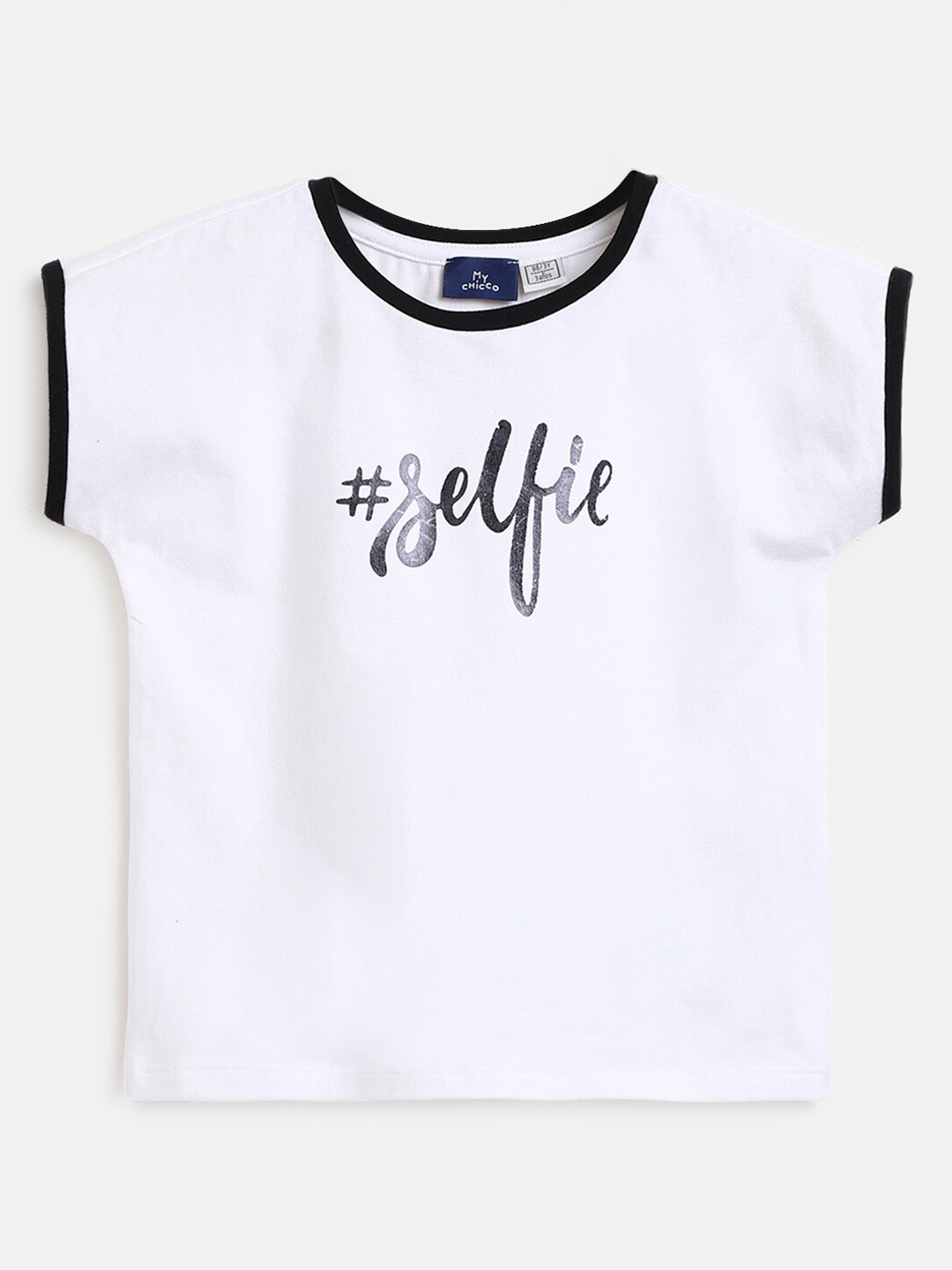 

Chicco Girls Extended Sleeves Typography Printed Cotton T-shirt, White