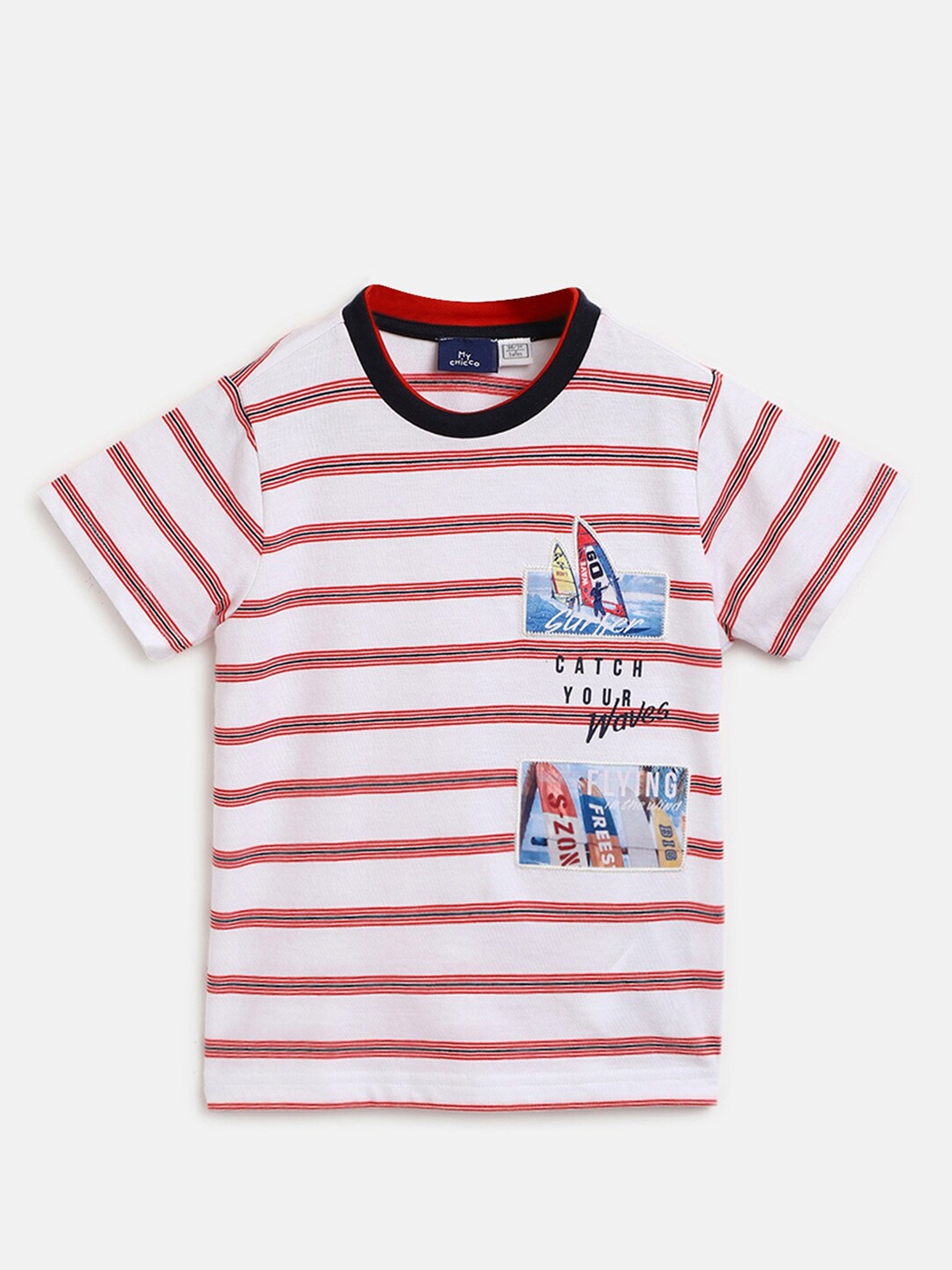 

Chicco Boys Striped Pure Cotton T-shirt, White