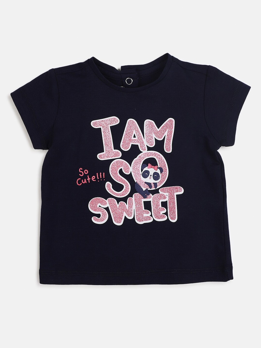 

Chicco Infants Girls Round Neck Typography Printed Cotton T-shirt, Navy blue