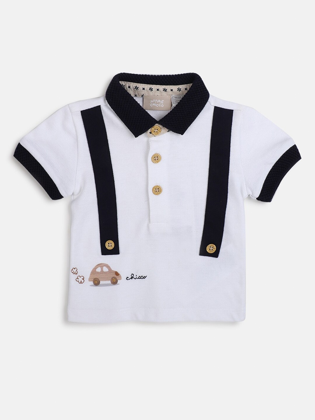 

Chicco Infants Boys Polo Collar Pure Cotton T-shirt, White