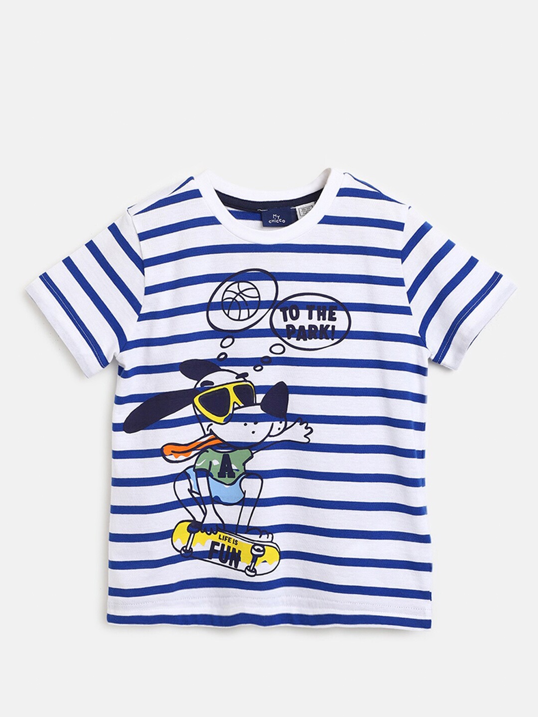 

Chicco Boys Striped Pure Cotton T-shirt, White