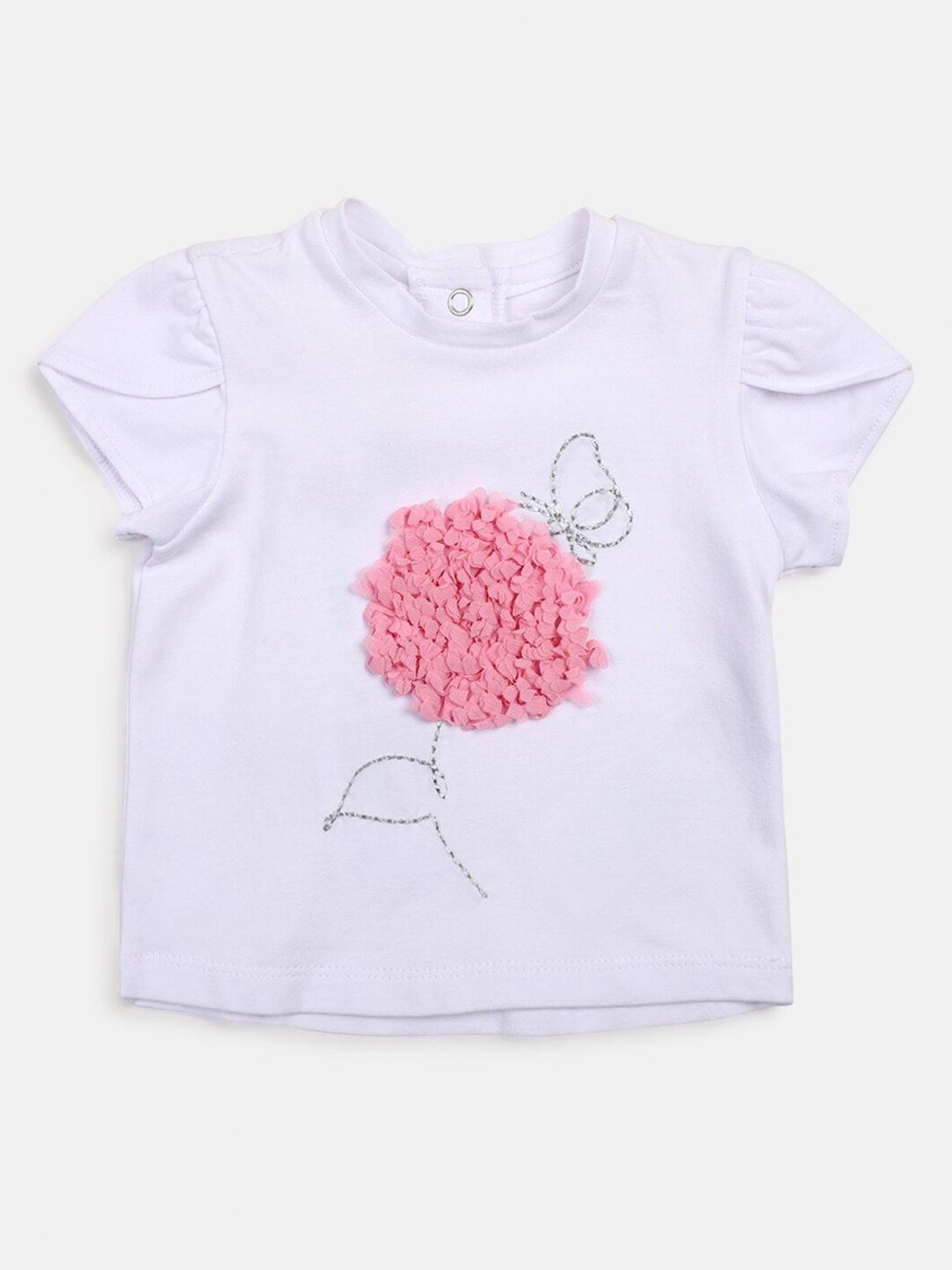 

Chicco Infants Girls Floral Motif Emblished Petal Sleeve Cotton T-shirt, White