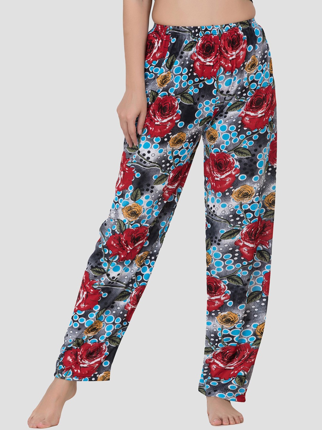 

Fasense Floral Print Lounge Pants, Red