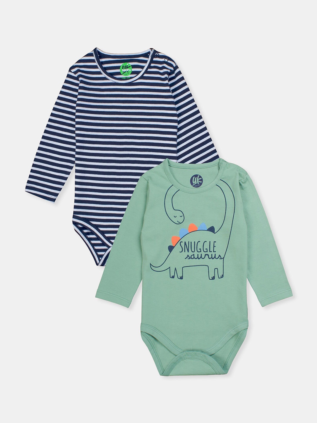 

YK Infant Boys Pack Of 2 Printed Pure Cotton Rompers, Navy blue