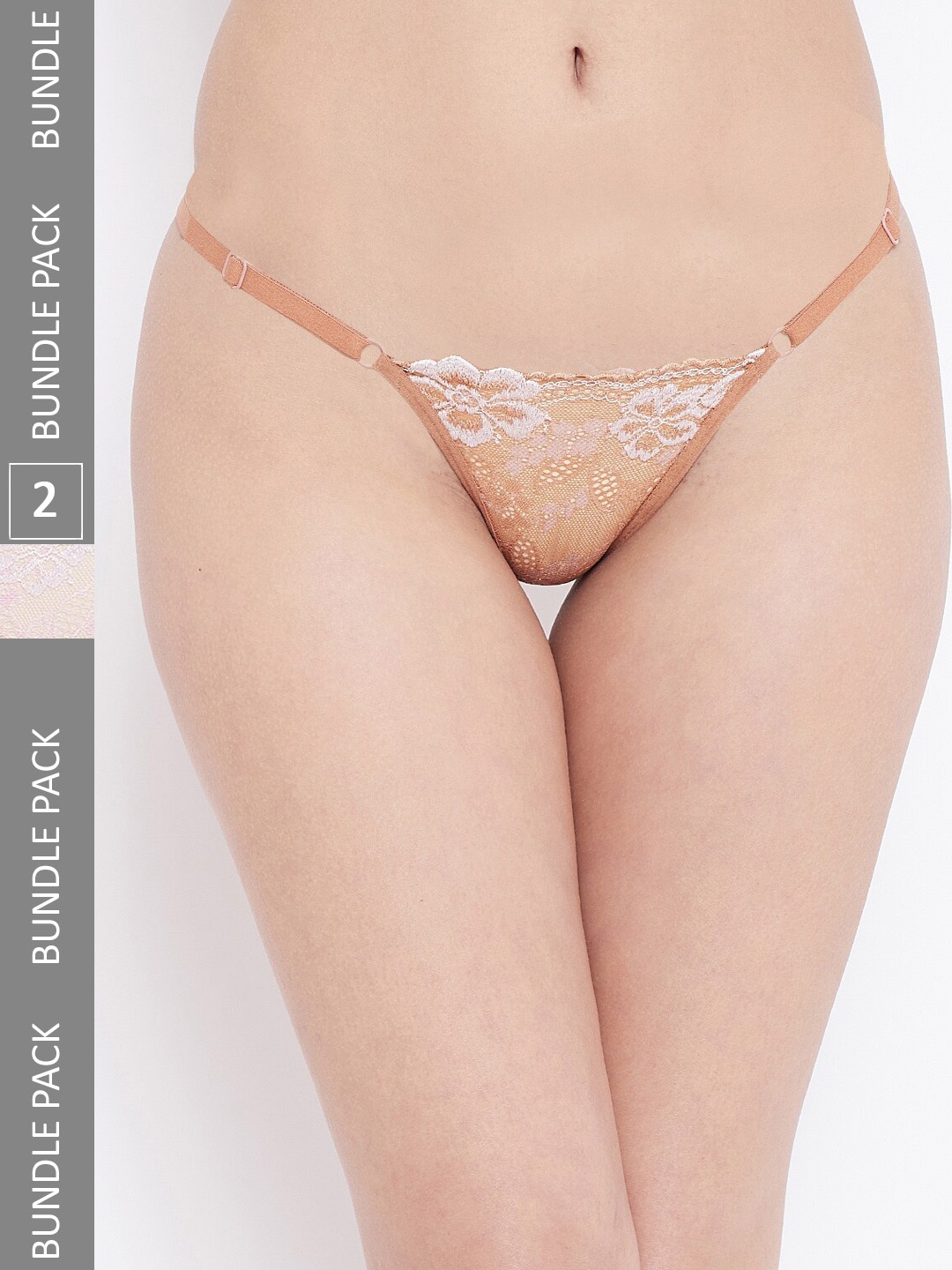 

N-Gal Pack Of 2 Self Design Anti-Odour Thong Briefs, Pink
