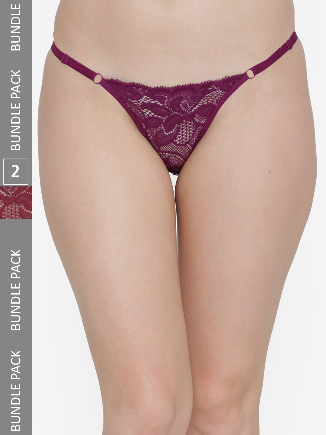 

N-Gal Pack Of 2 Self Design Anti-Odour Thong Briefs, Purple