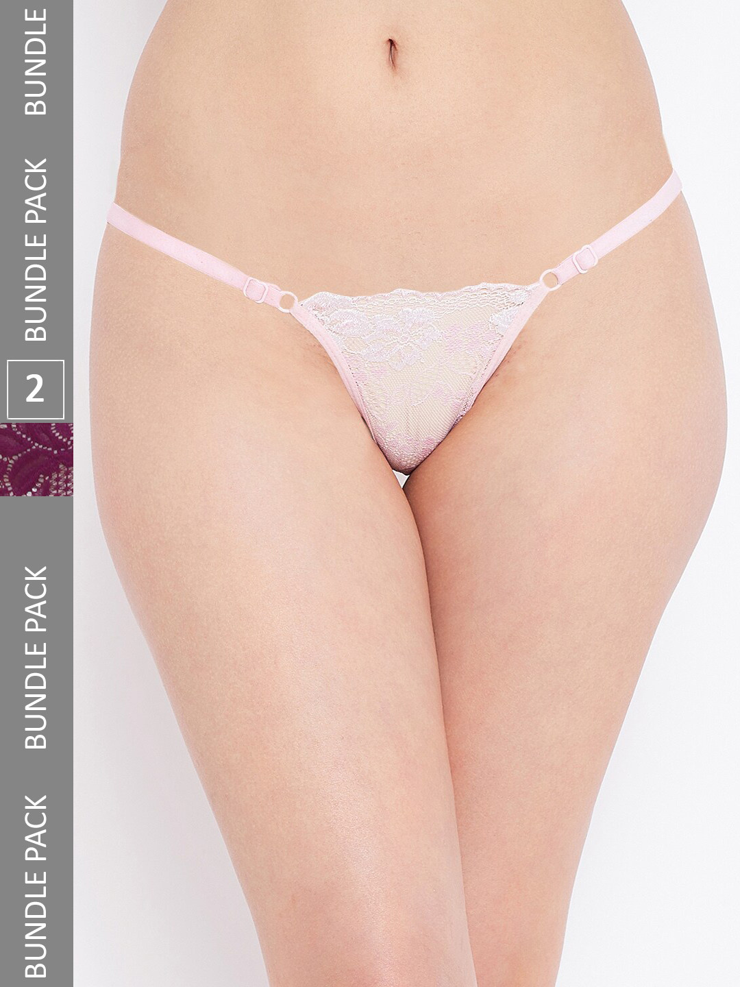 

N-Gal Pack Of 2 Self Design Anti-Odour Thong Briefs, Pink
