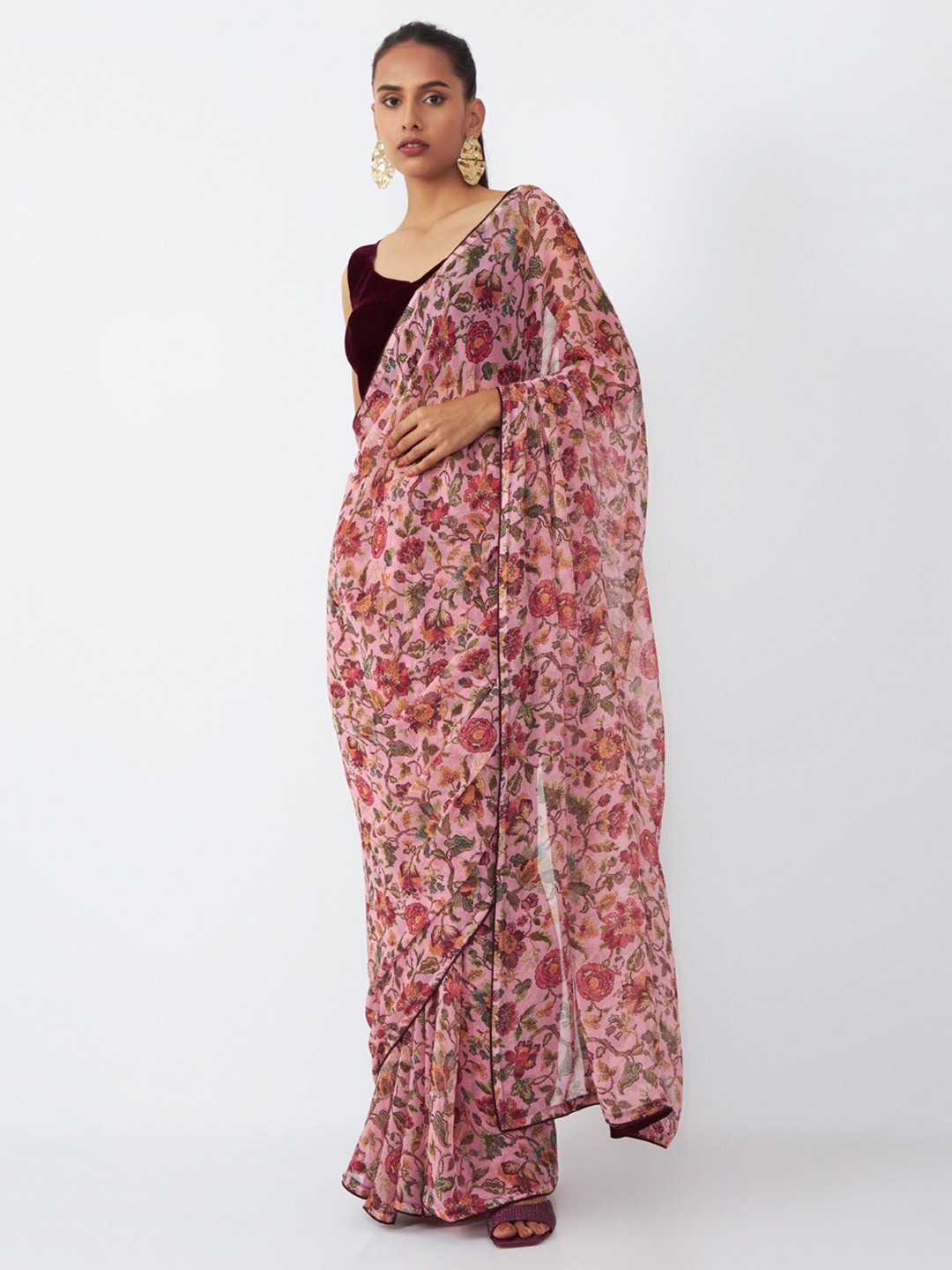 

Taneira Digital Printed Floral Saree, Pink