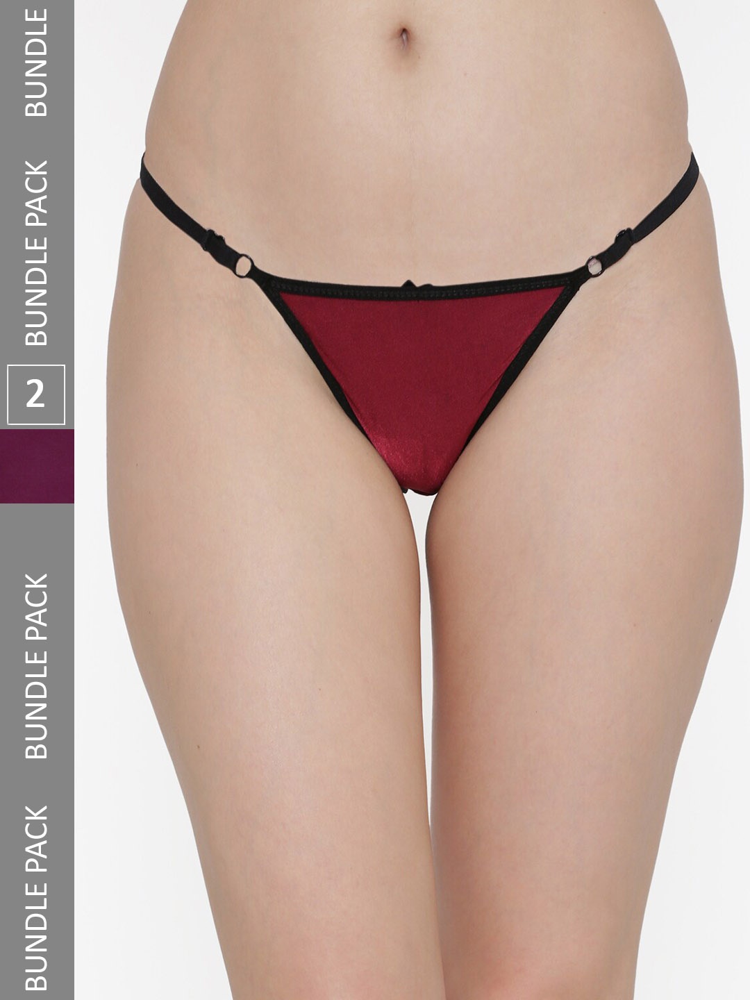 

N-Gal Women Pack Of 2 Adjustable Waist Band Thong Briefs, Pink