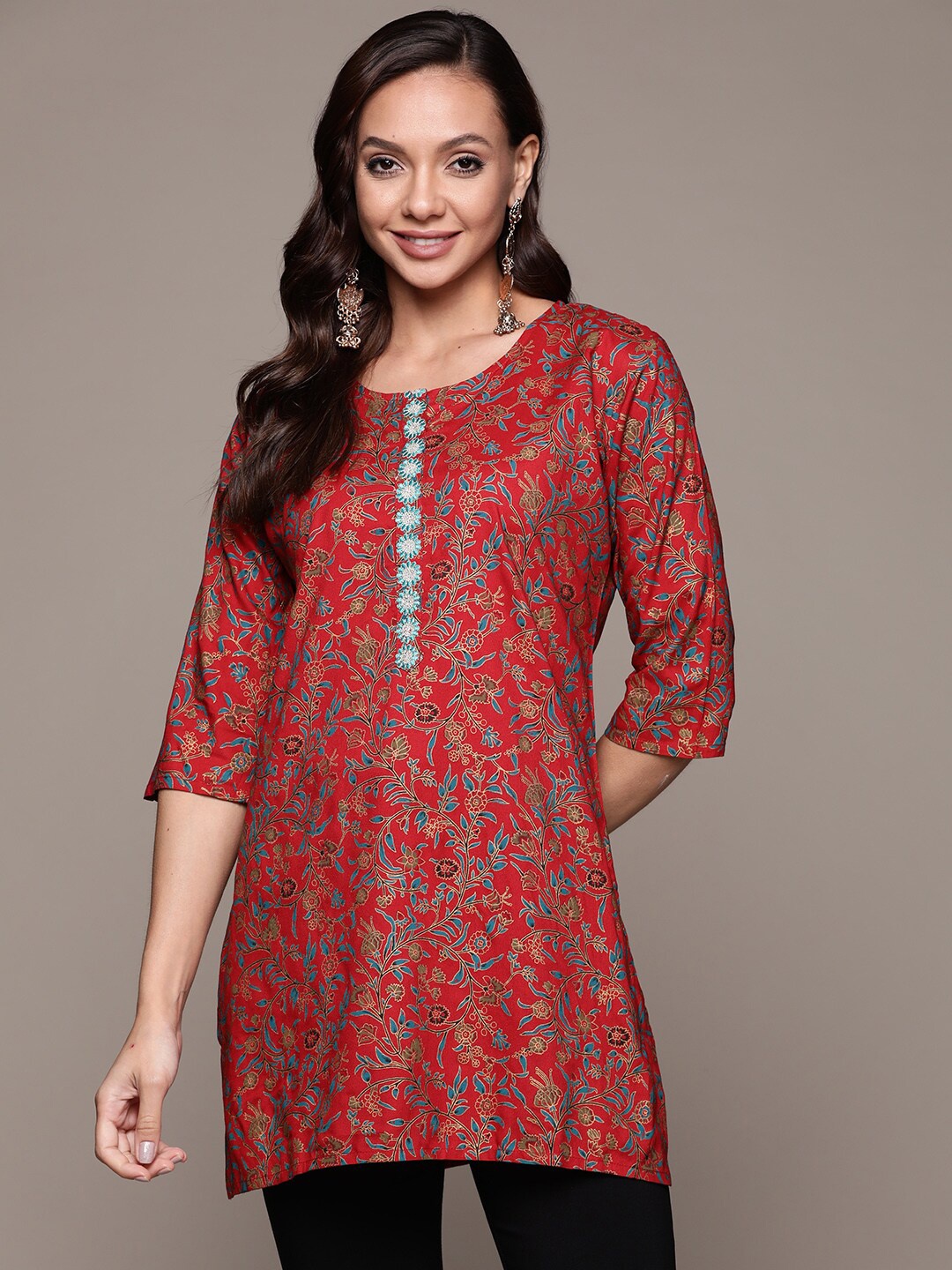 

Anubhutee Floral Printed Kurti, Red