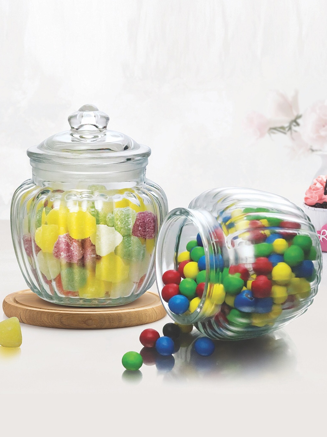 

Treo 2 Pcs Transparent Pot Jar With Glass Lid 670 ml Each