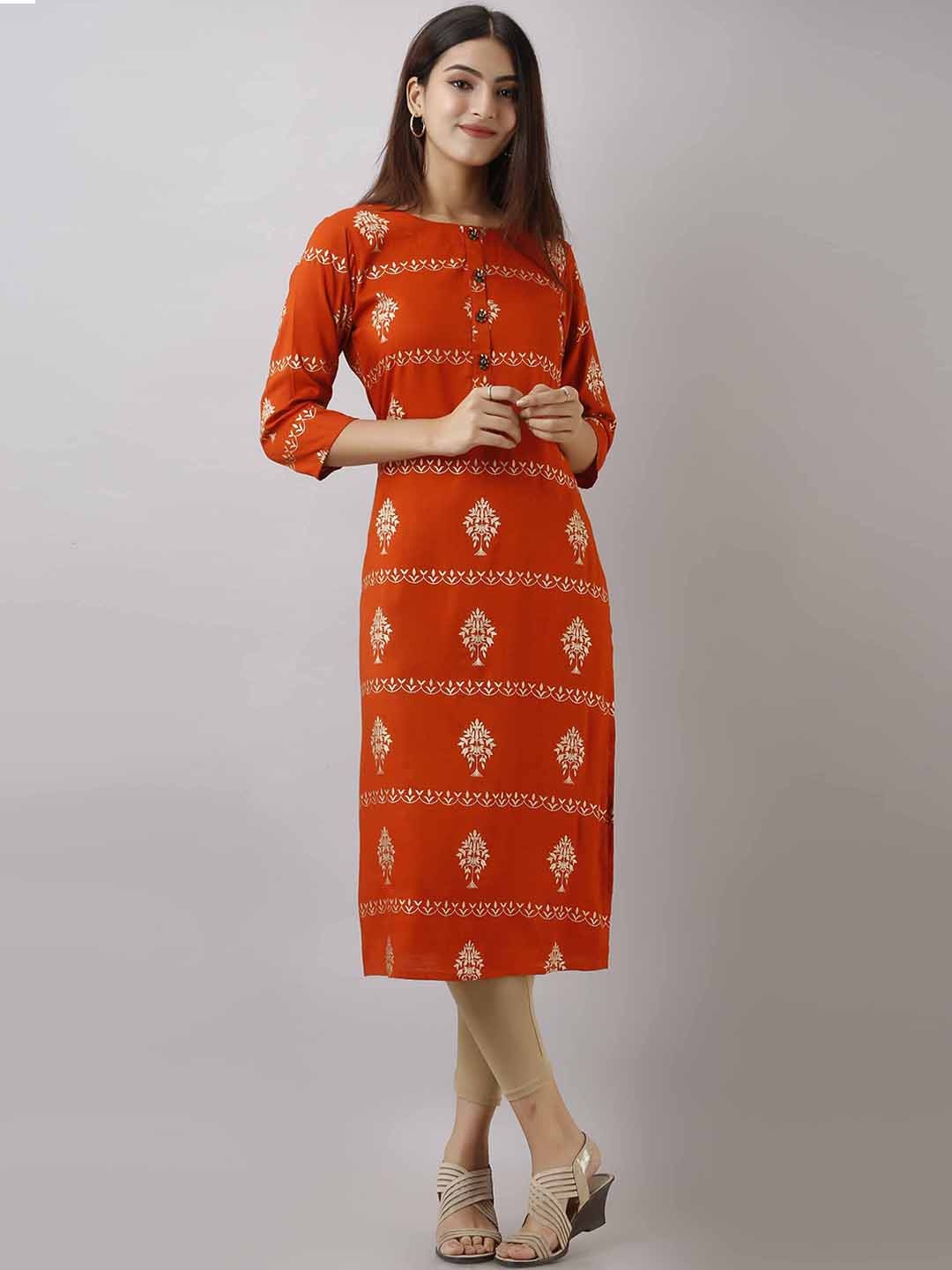 

Pankvi Floral Printed Kurta, Orange