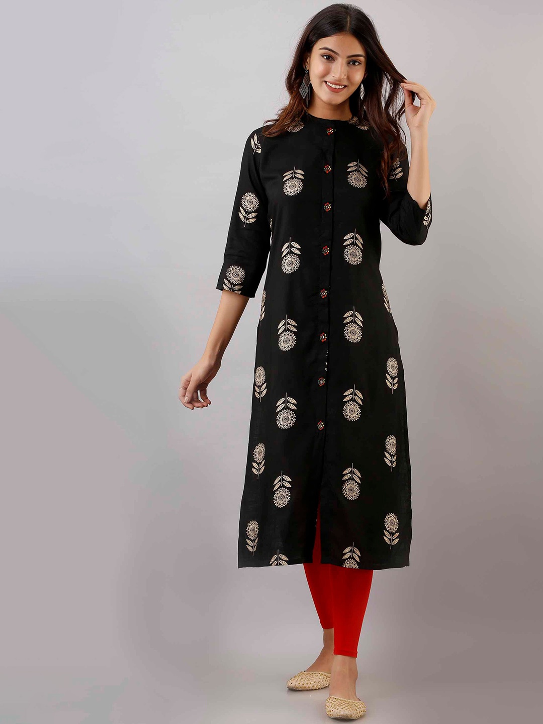 

Pankvi Floral Printed Floral Kurta, Black