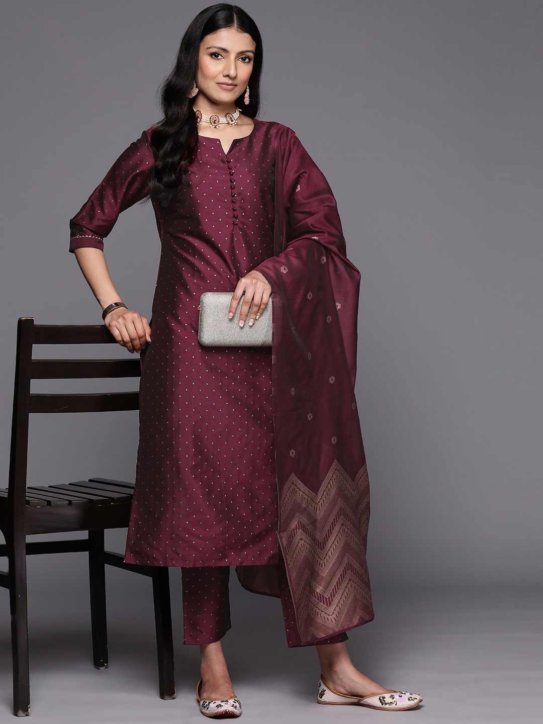 

Libas Kurta with Trousers & With Dupatta, Purple