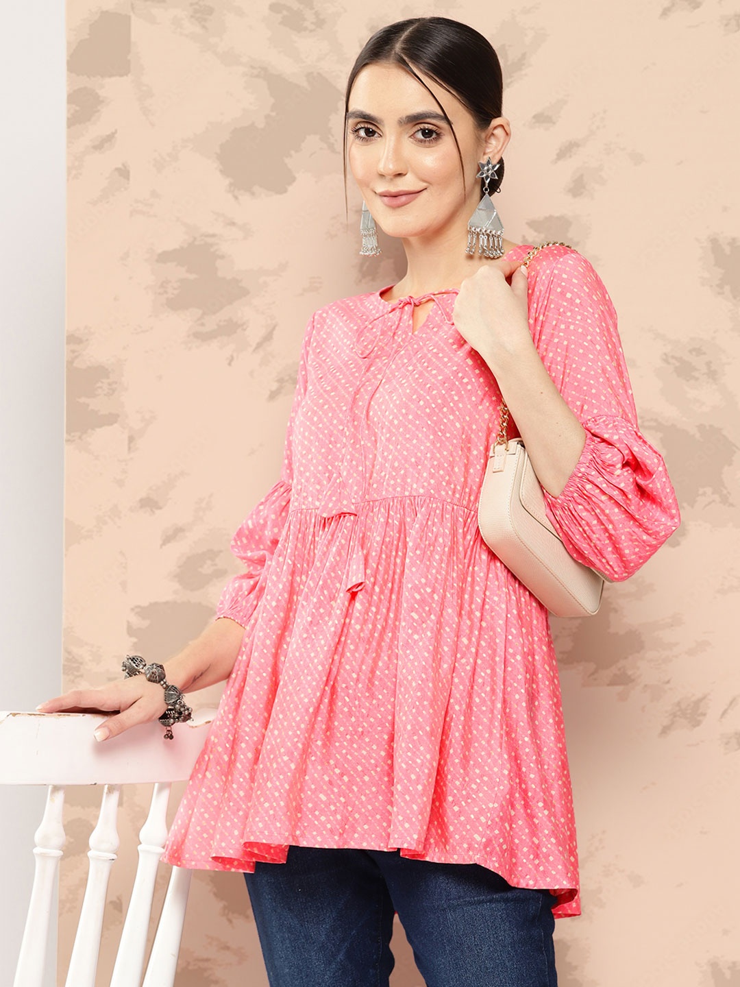 

Libas Printed Empire Kurti, Pink