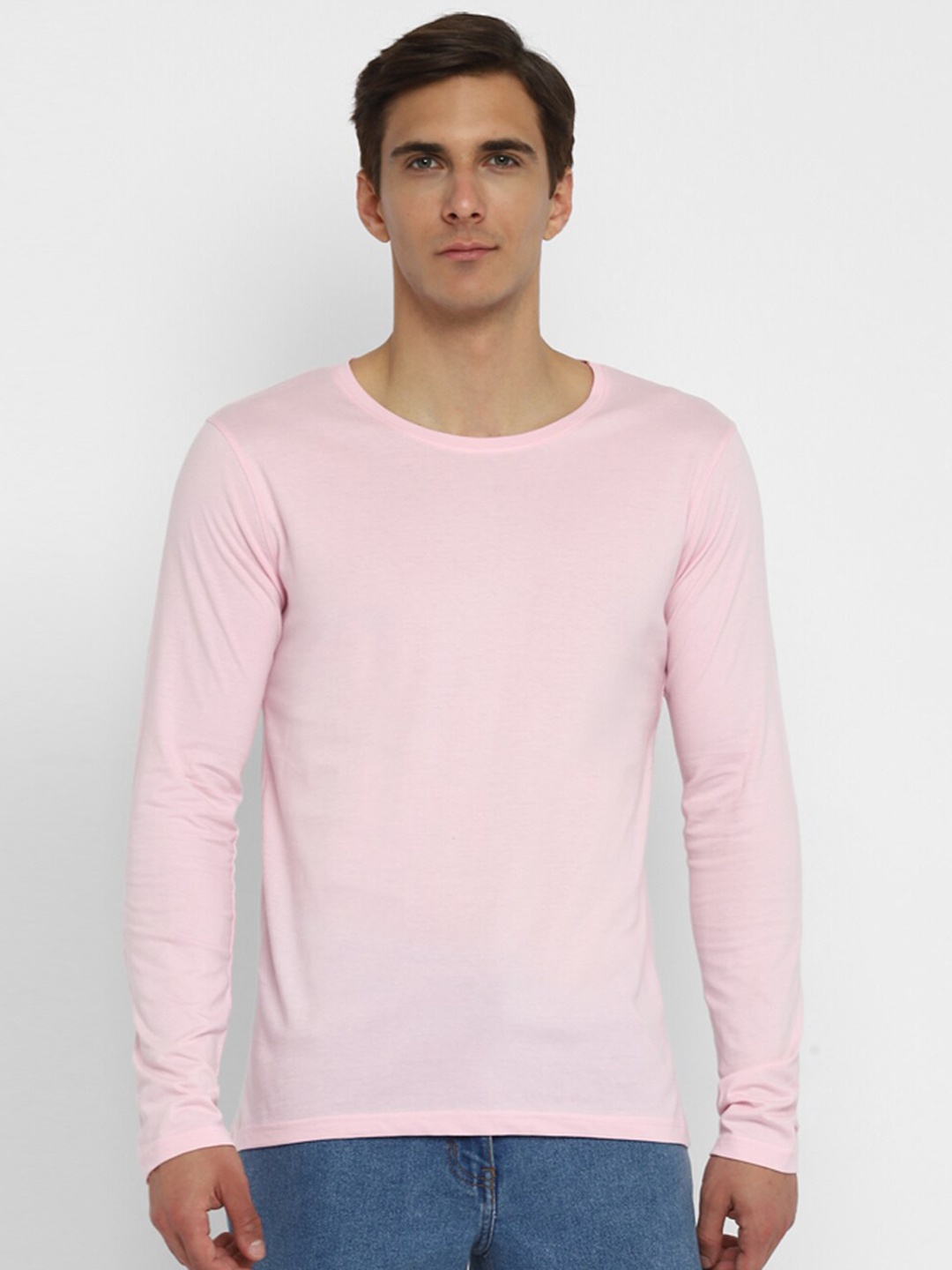 

appulse Round Neck Fulla Sleeves Cotton T-shirt, Pink