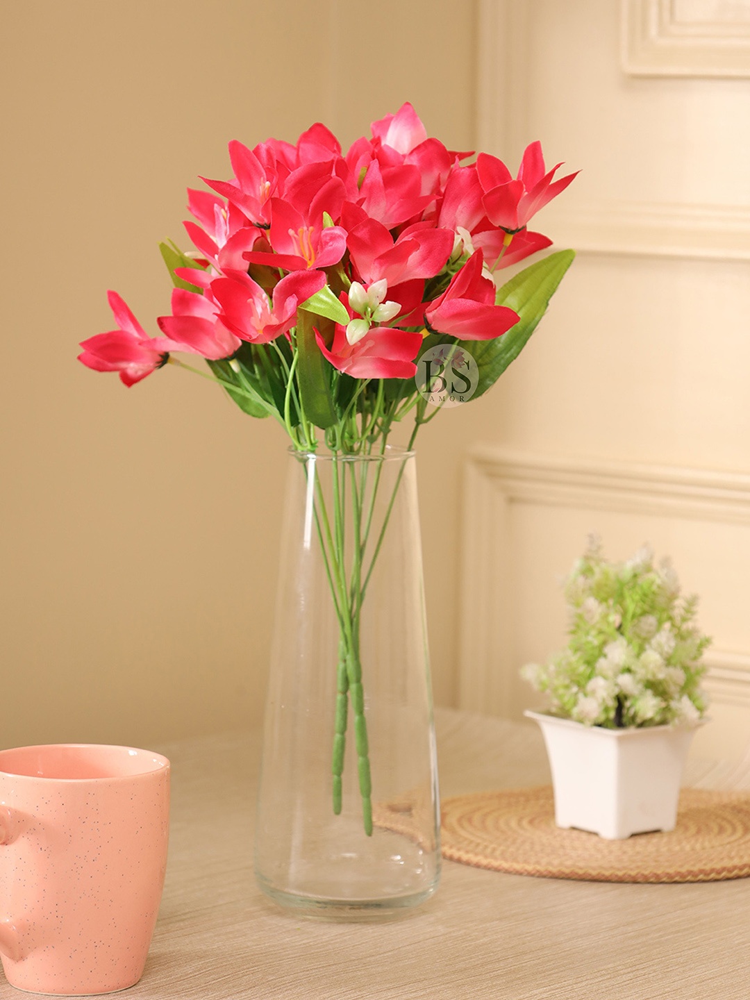 

BS AMOR 2-Pcs Pink Lily Artificial Flower