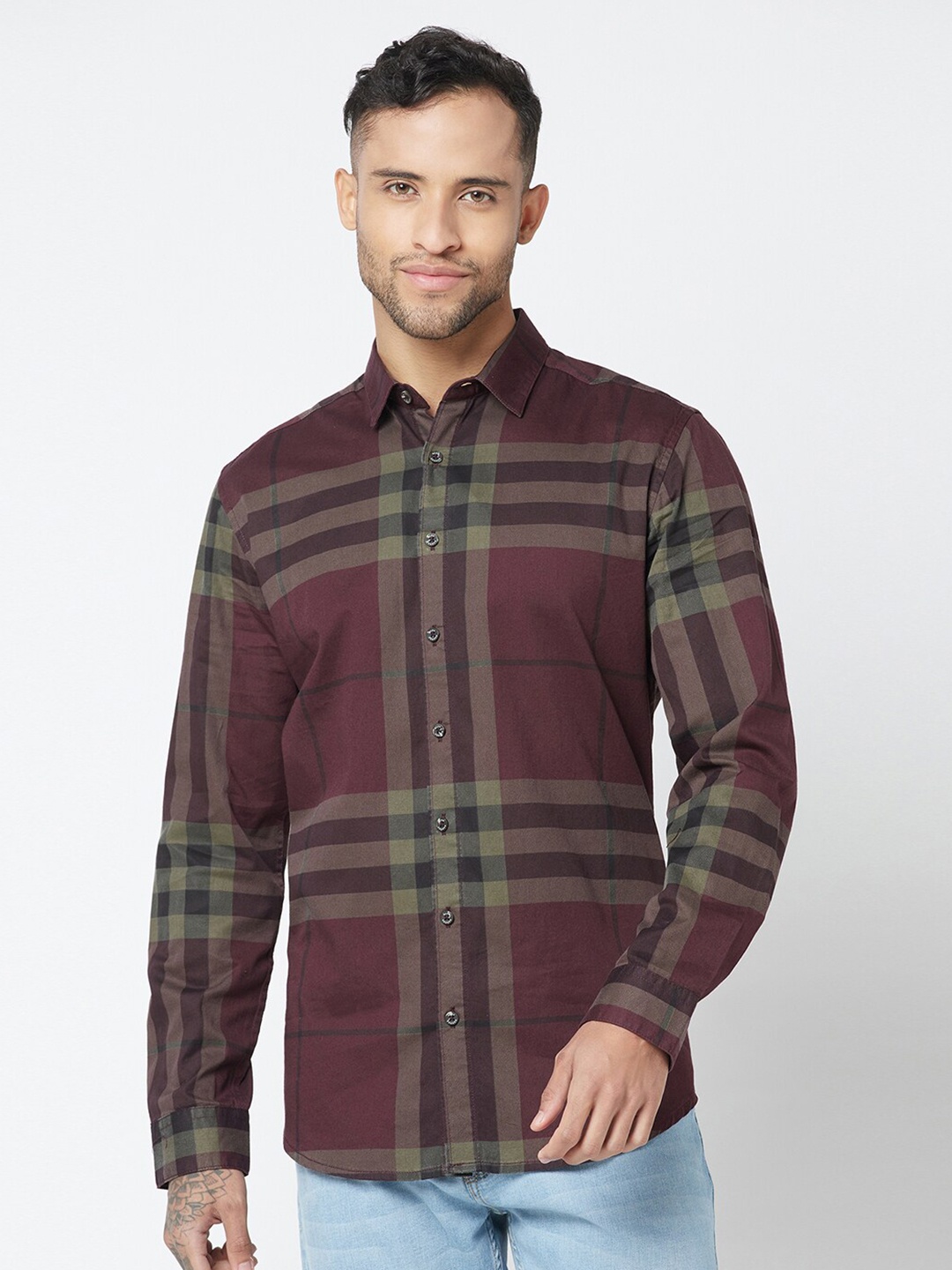 

Blue Buddha Checked Cotton Casual Shirt, Maroon