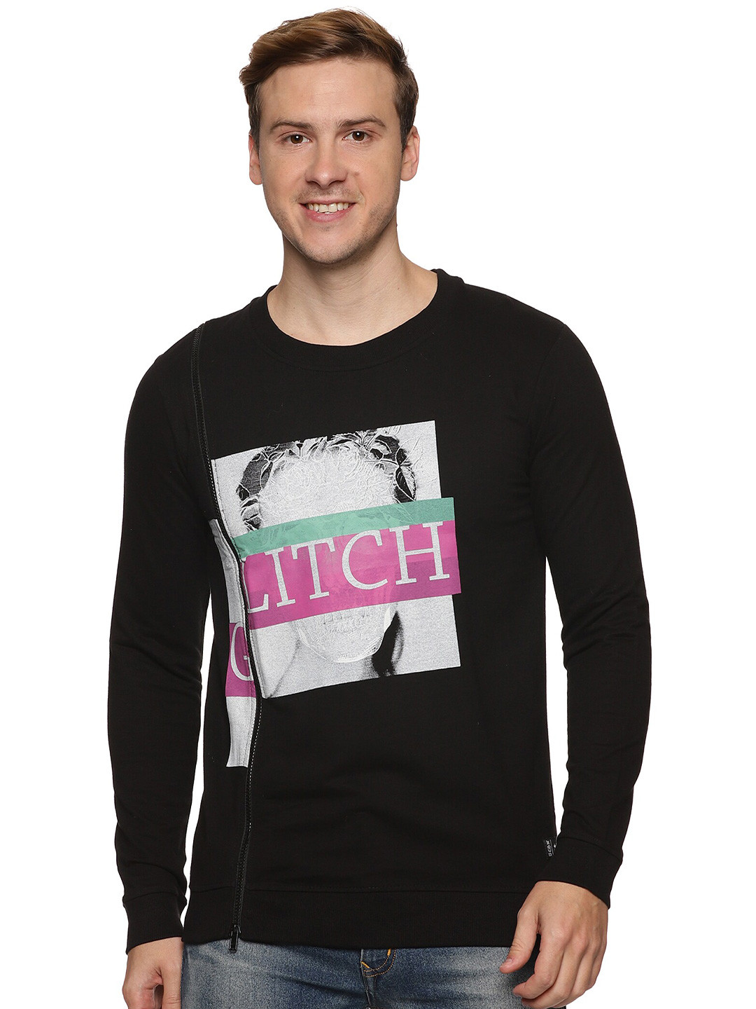 

IMPACKT Graphic Printed Pullover Cotton Sweatshirt, Black