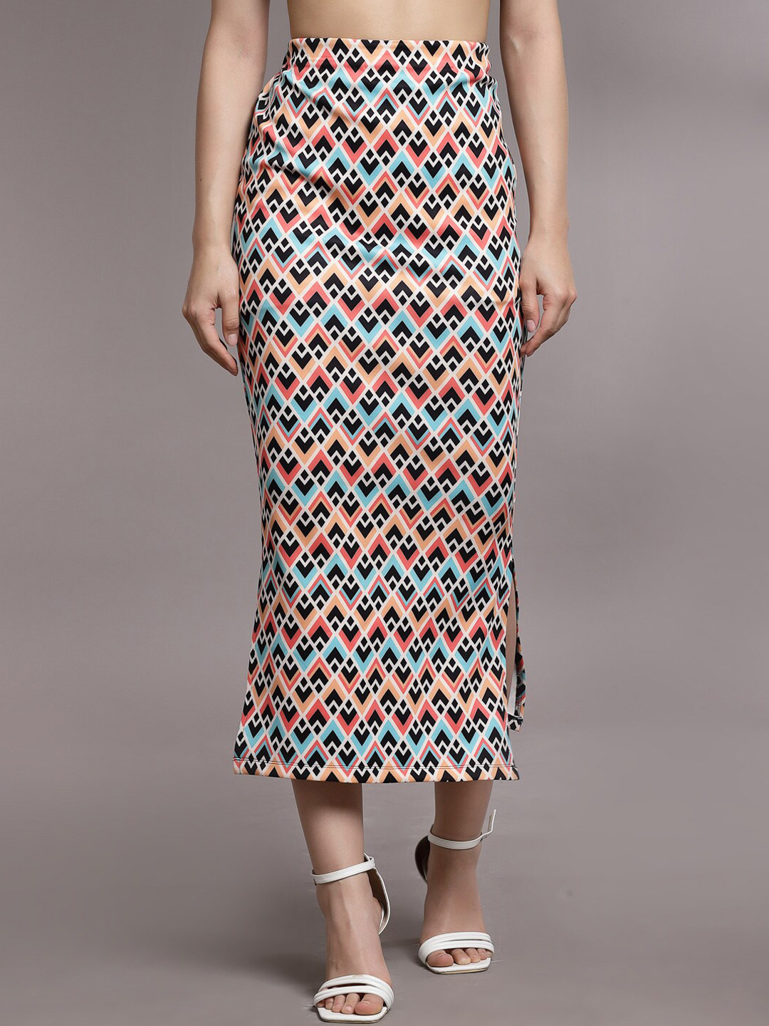 

KASSUALLY Printed Long Pencil Skirt, Peach