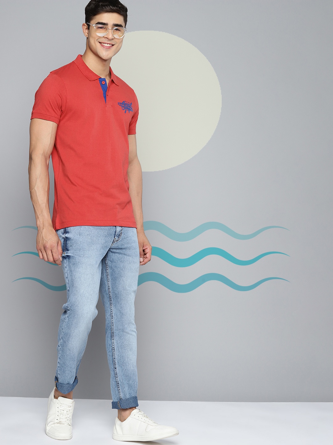 

Mast & Harbour Solid Pure Cotton T-shirt, Red