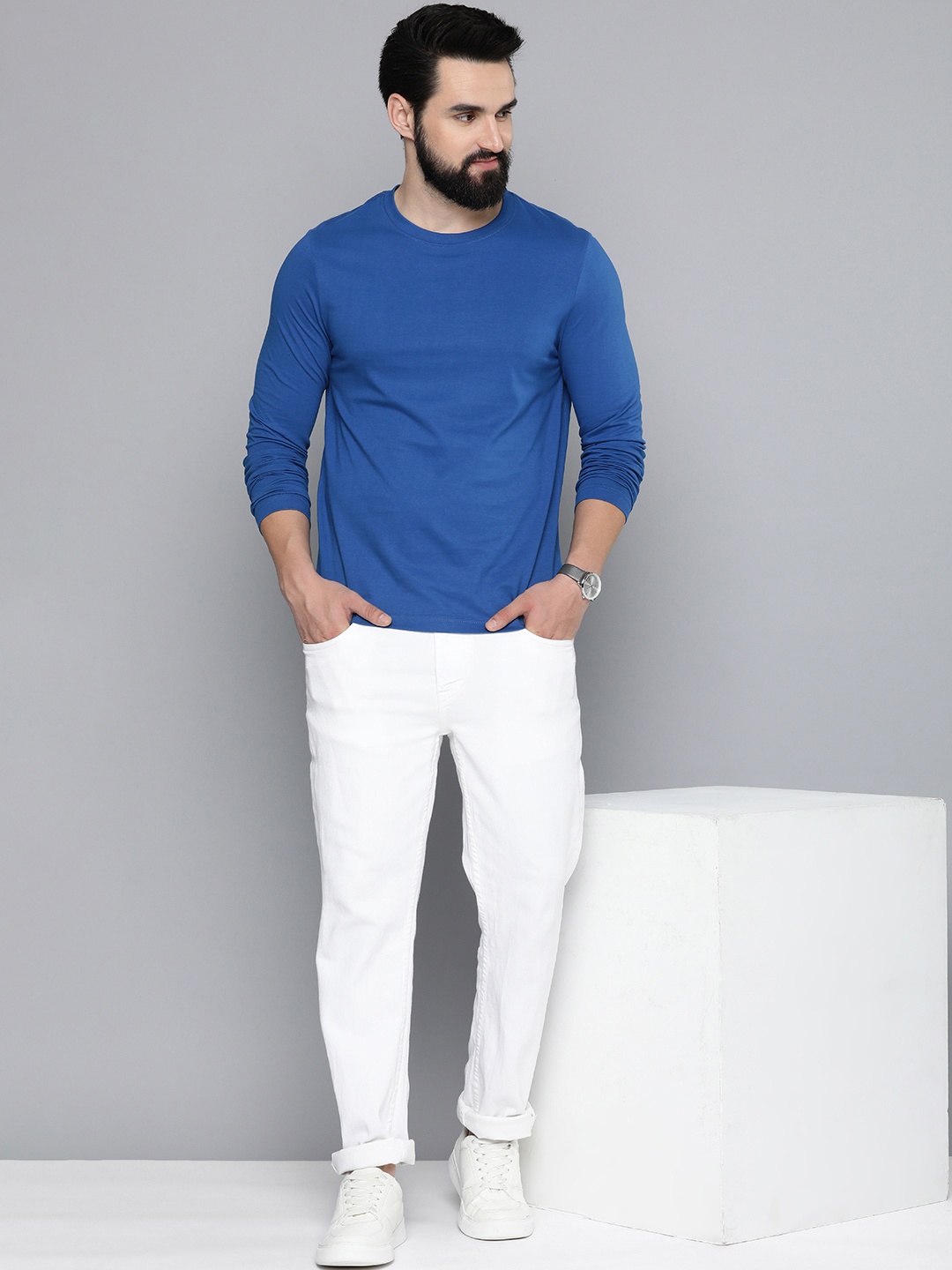 

Mast & Harbour Pure Cotton T-shirt, Blue