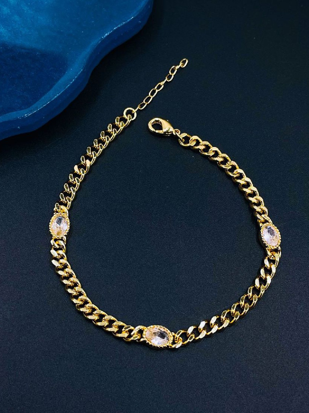 

ZIVOM Cubic Zirconia Gold-Plated Link Bracelet