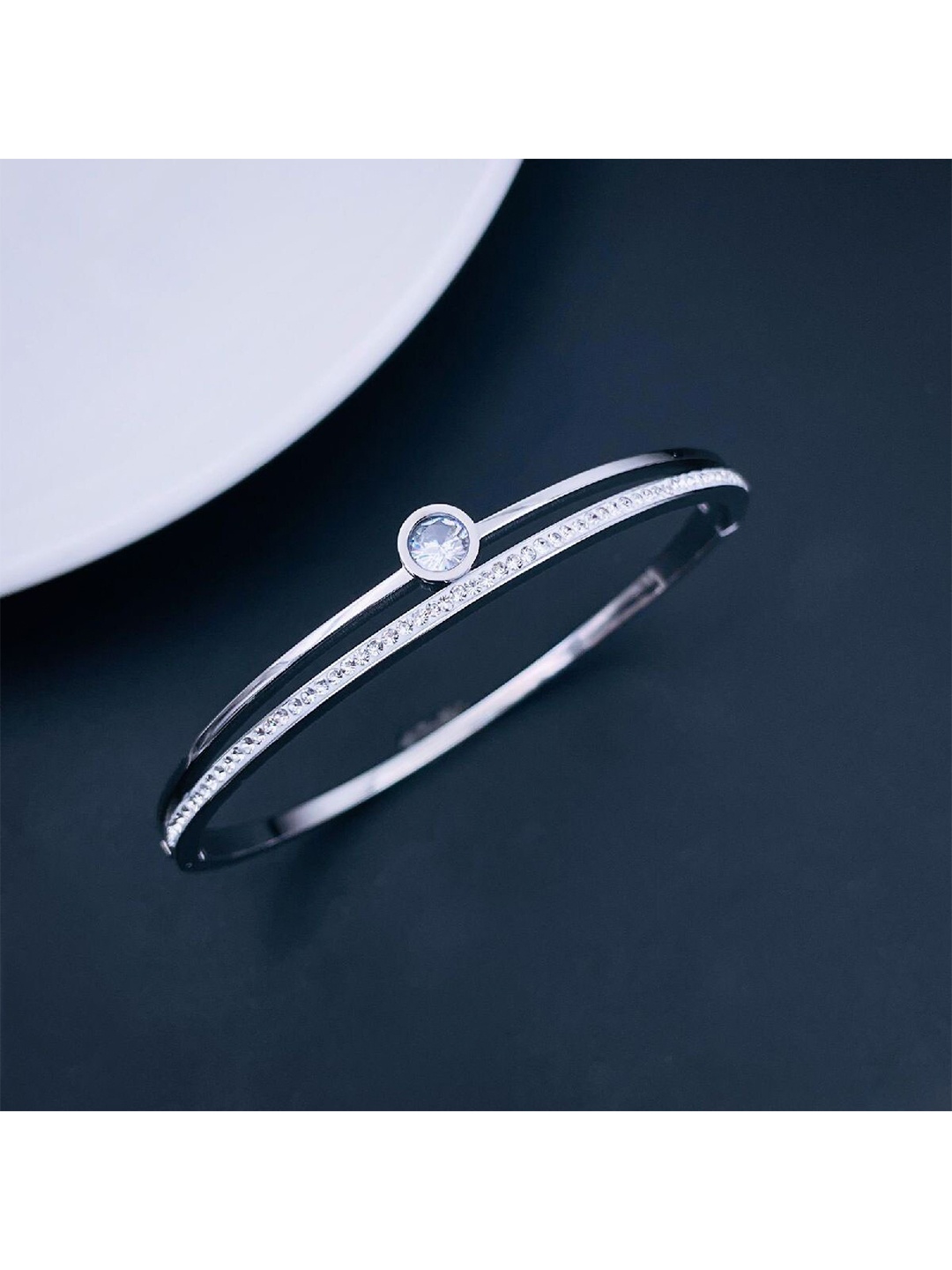 

ZIVOM Zirconia Silver-Plated Kada Bracelet