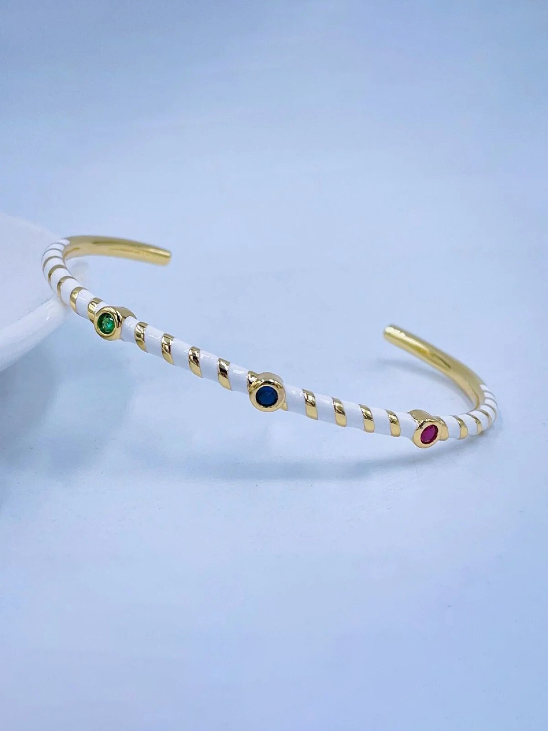 

ZIVOM Brass Crystals Gold-Plated Cuff Bracelet