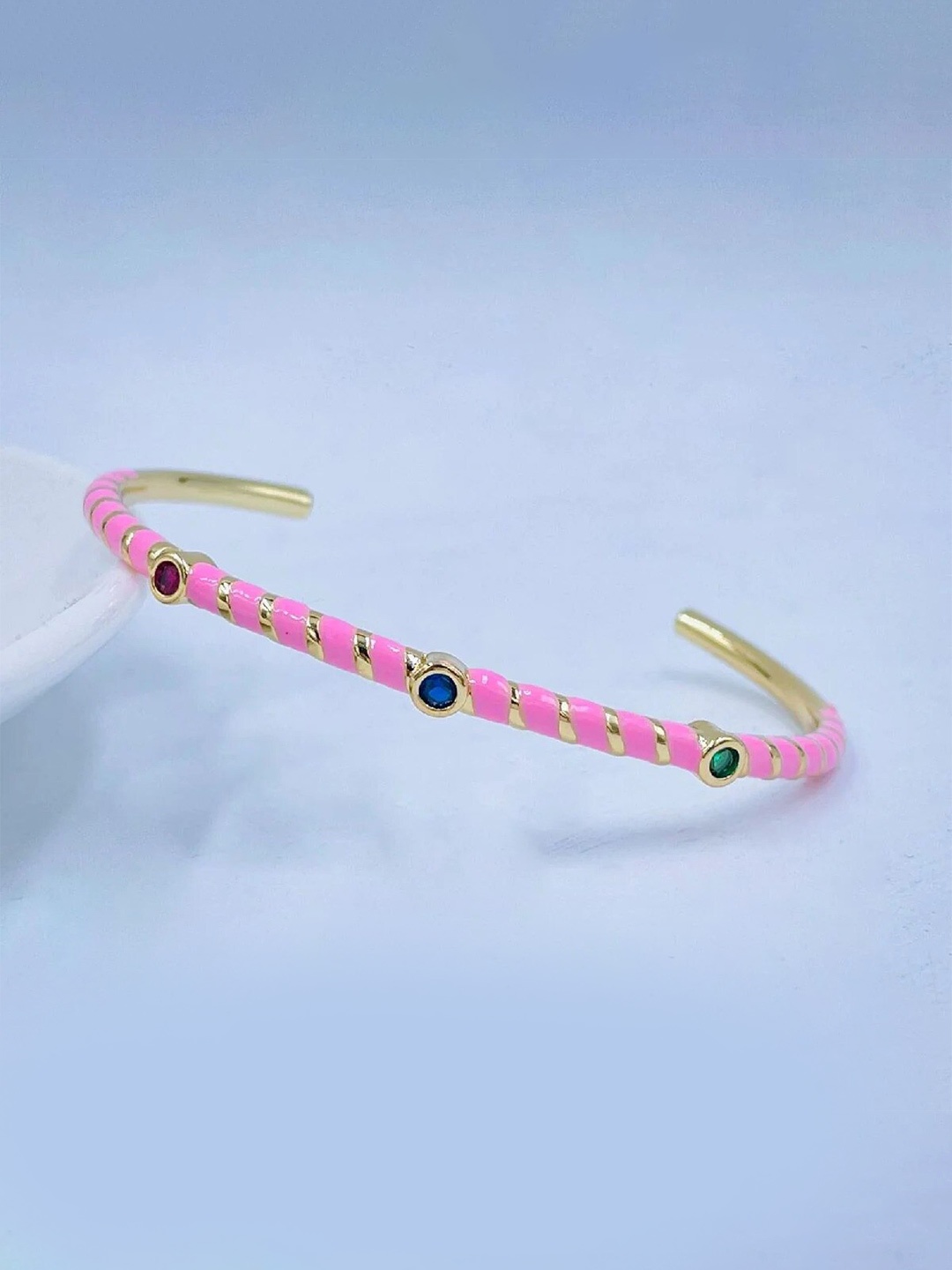 

ZIVOM Brass Crystals Gold-Plated Cuff Bracelet