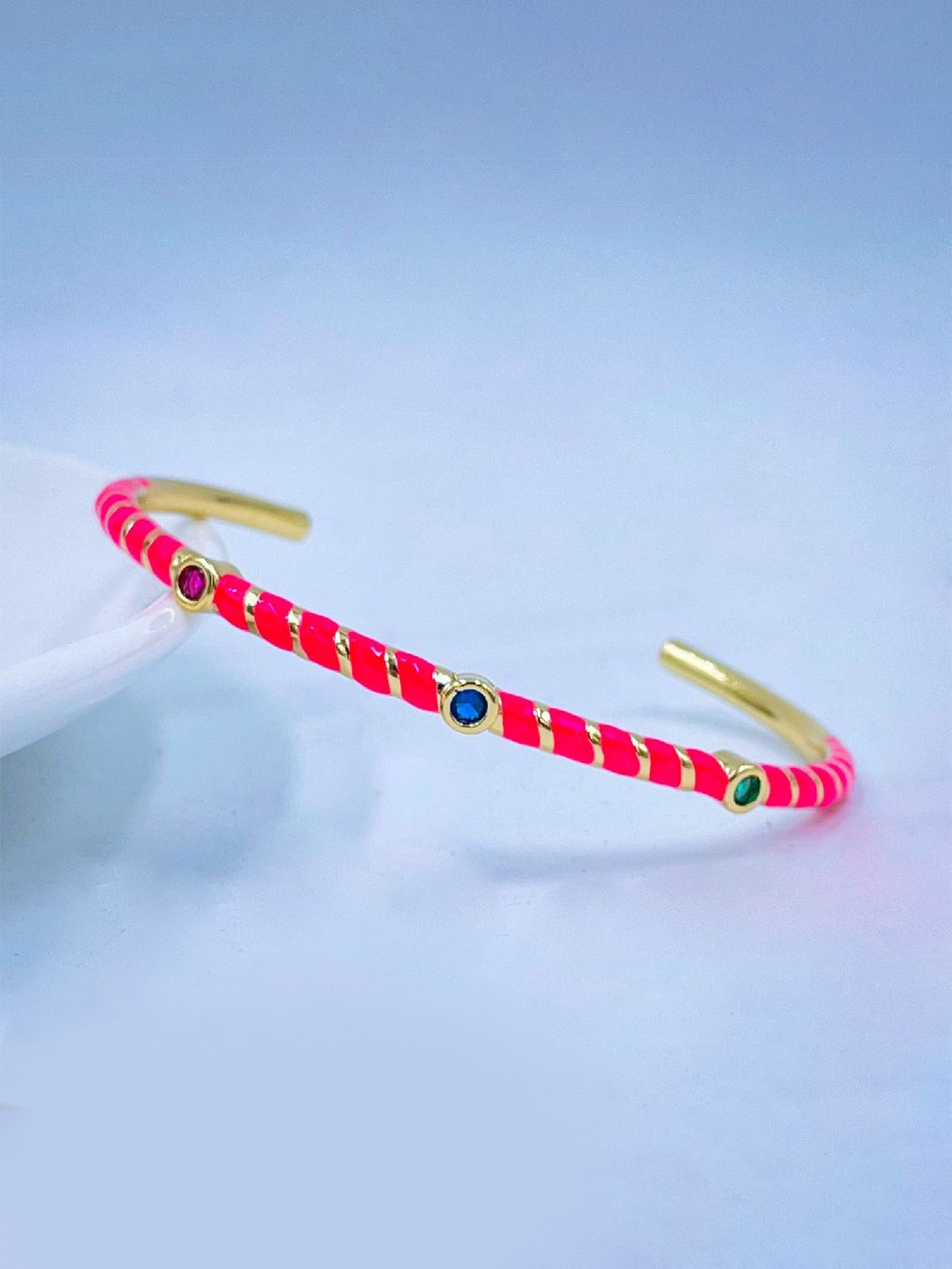 

ZIVOM Brass Crystals Gold-Plated Cuff Bracelet