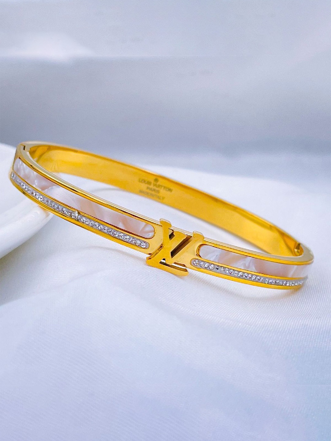 

ZIVOM Cubic Zirconia Gold-Plated Kada Bracelet