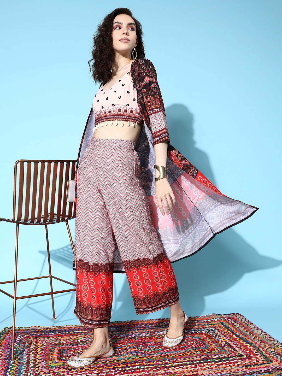 

Sangria Women Ethnic Motifs Printed Co-Ords, Pink
