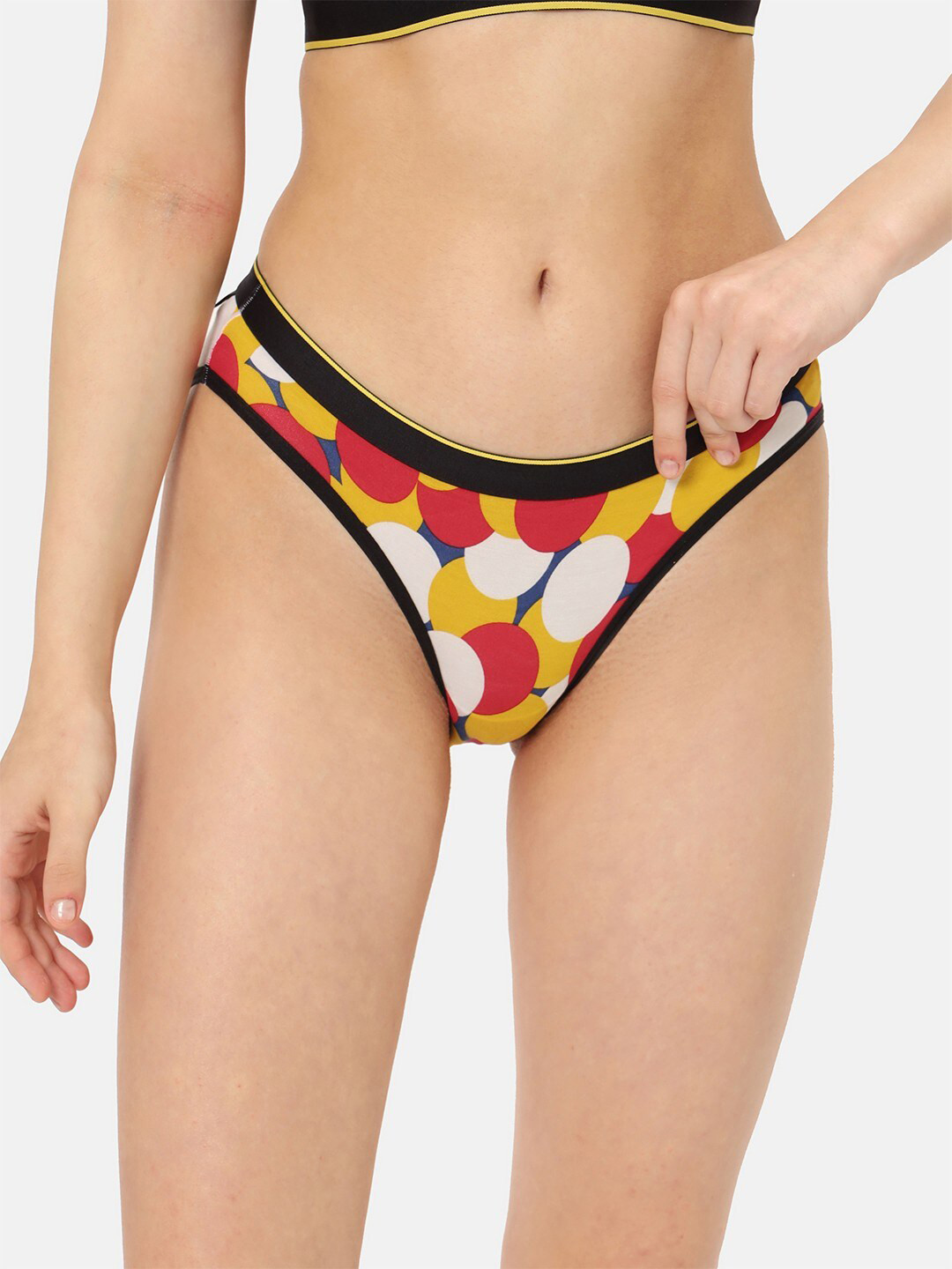 

bummer Women Printed Micro Modal Mid Rise Bikini Brief, Red