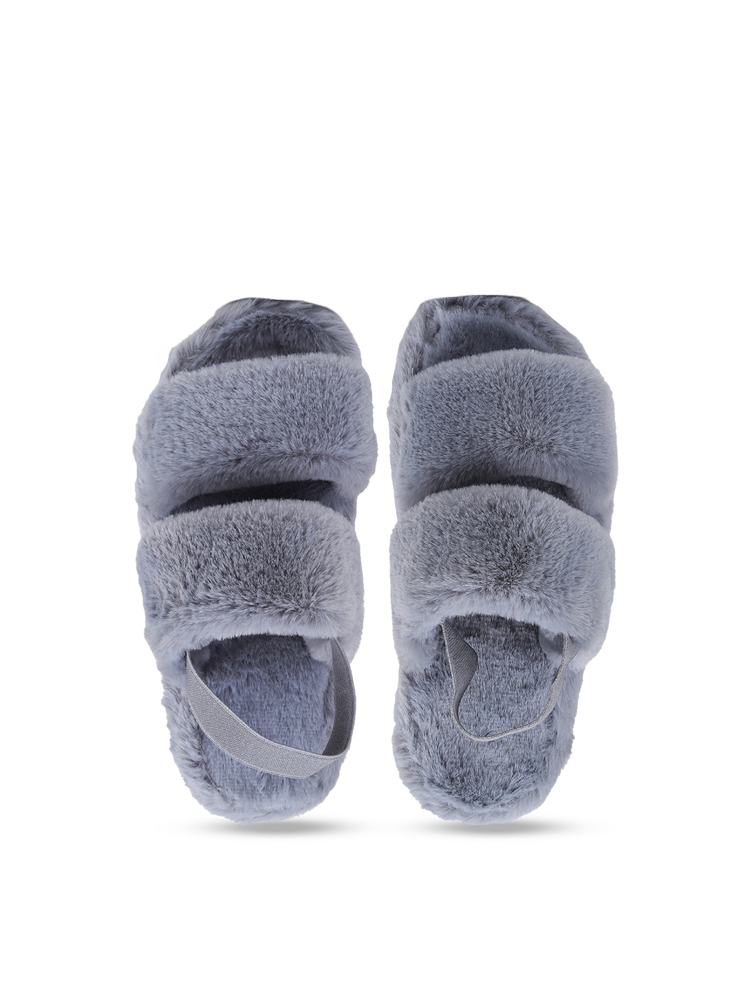 

CASSIEY Girls Self Design Fur Room Slippers, Grey