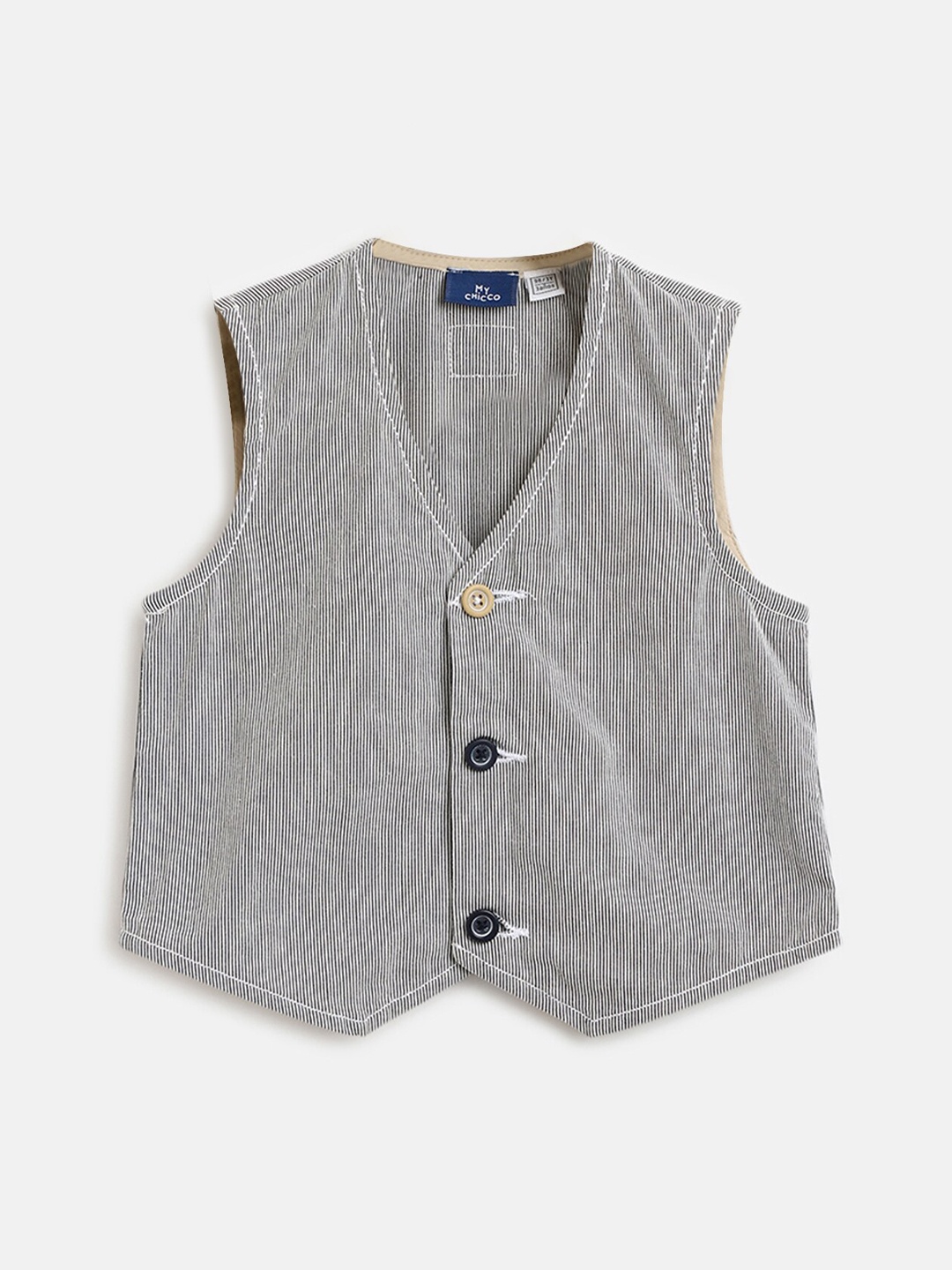 

Chicco Boys Striped Cotton Lightweight Tailored Jacket, Grey