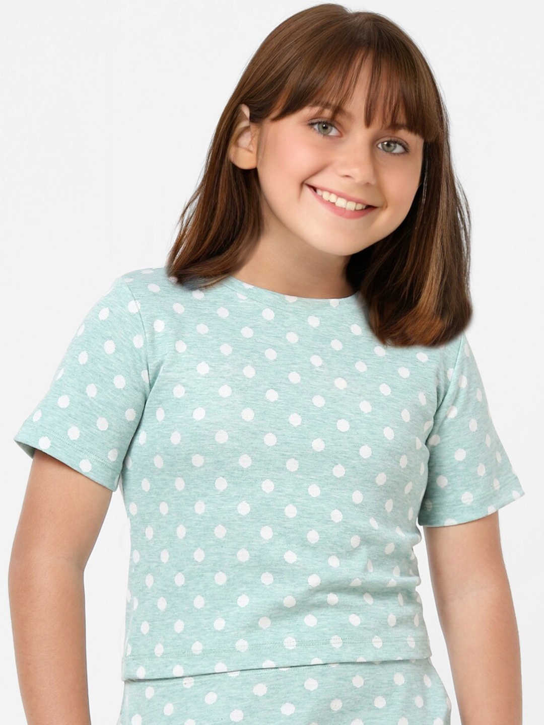 

KIDS ONLY Girls Polka Dots Printed T-shirt, Blue